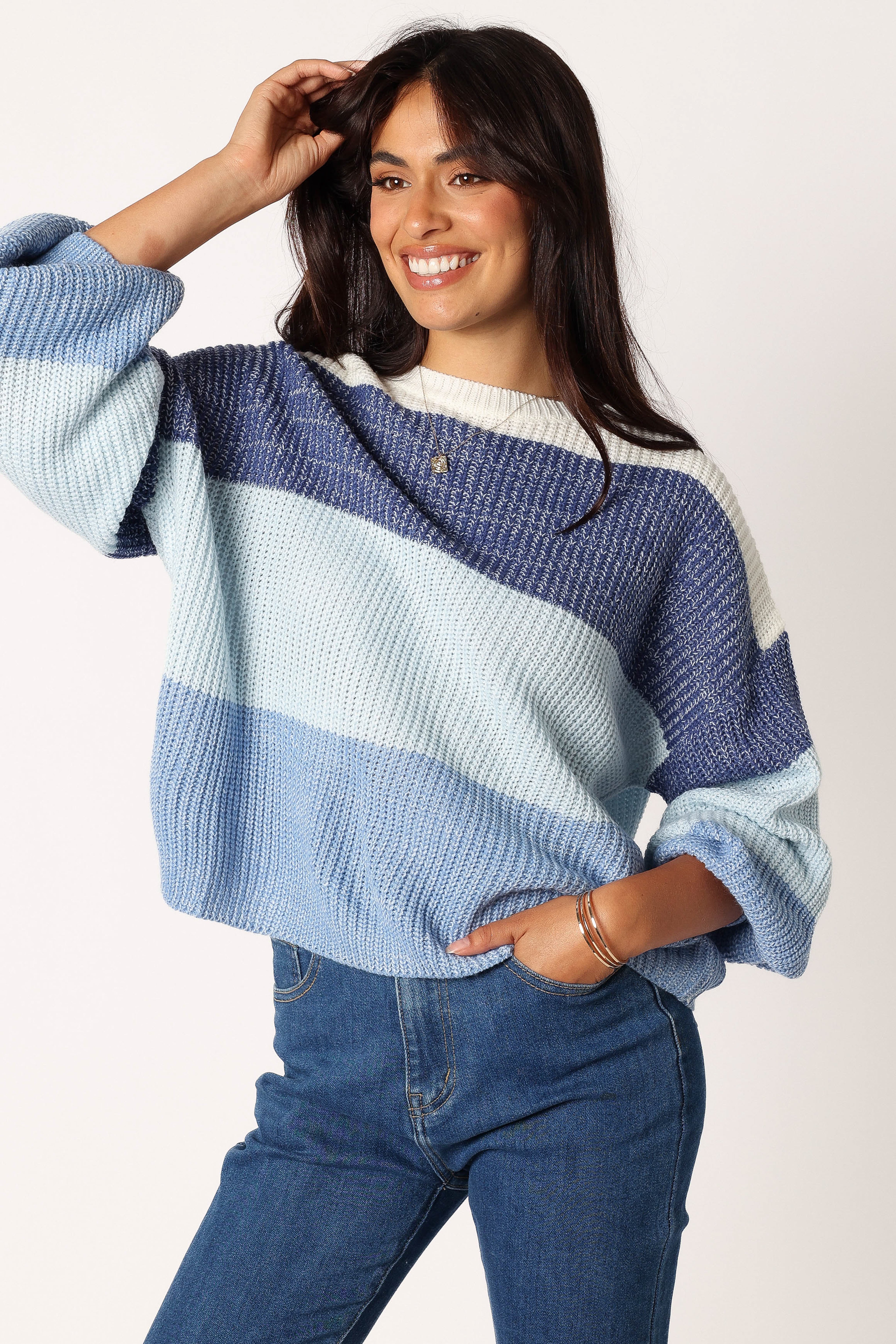 KNITWEAR @Danielle Knit Sweater - Blue Multi