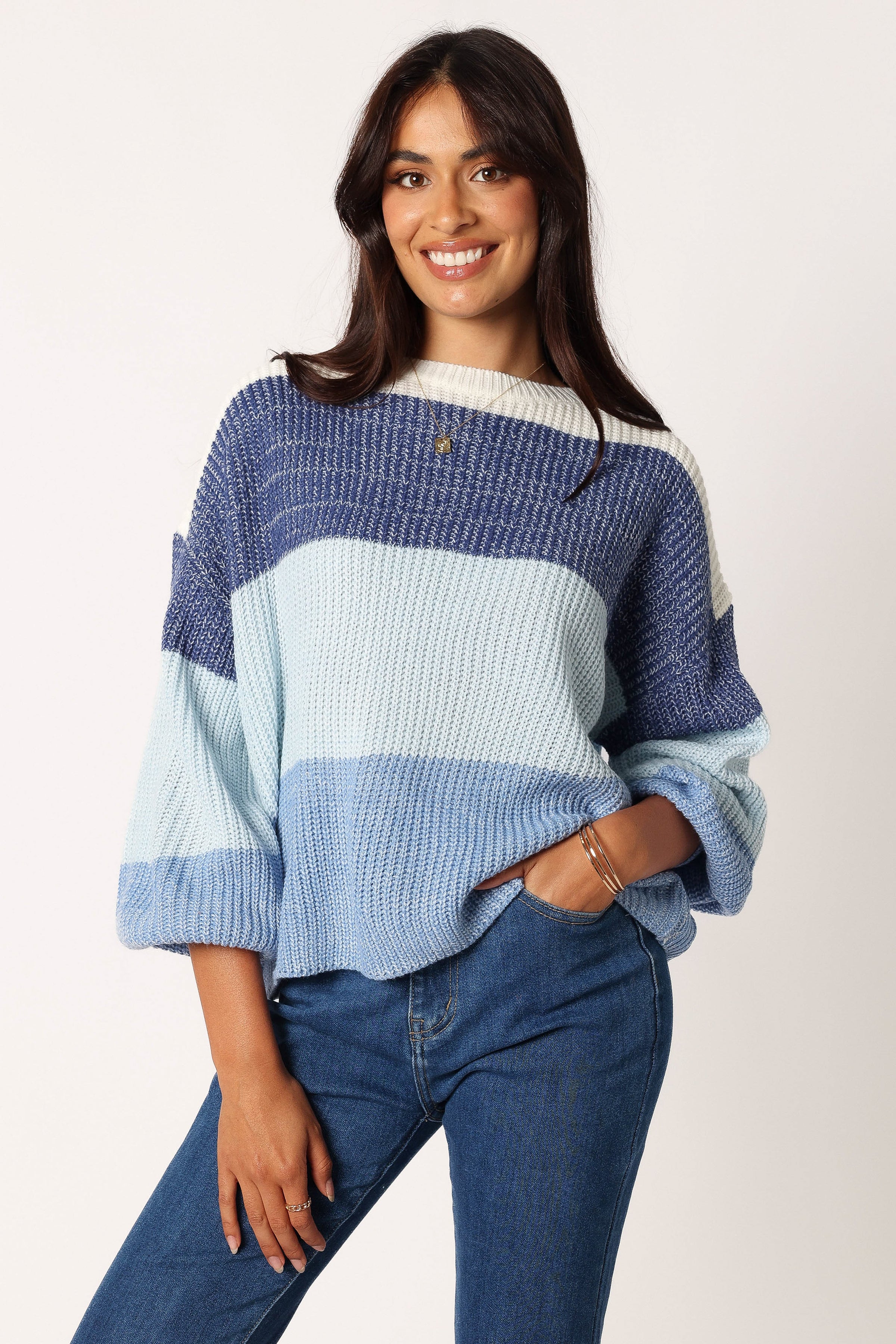 KNITWEAR @Danielle Knit Sweater - Blue Multi