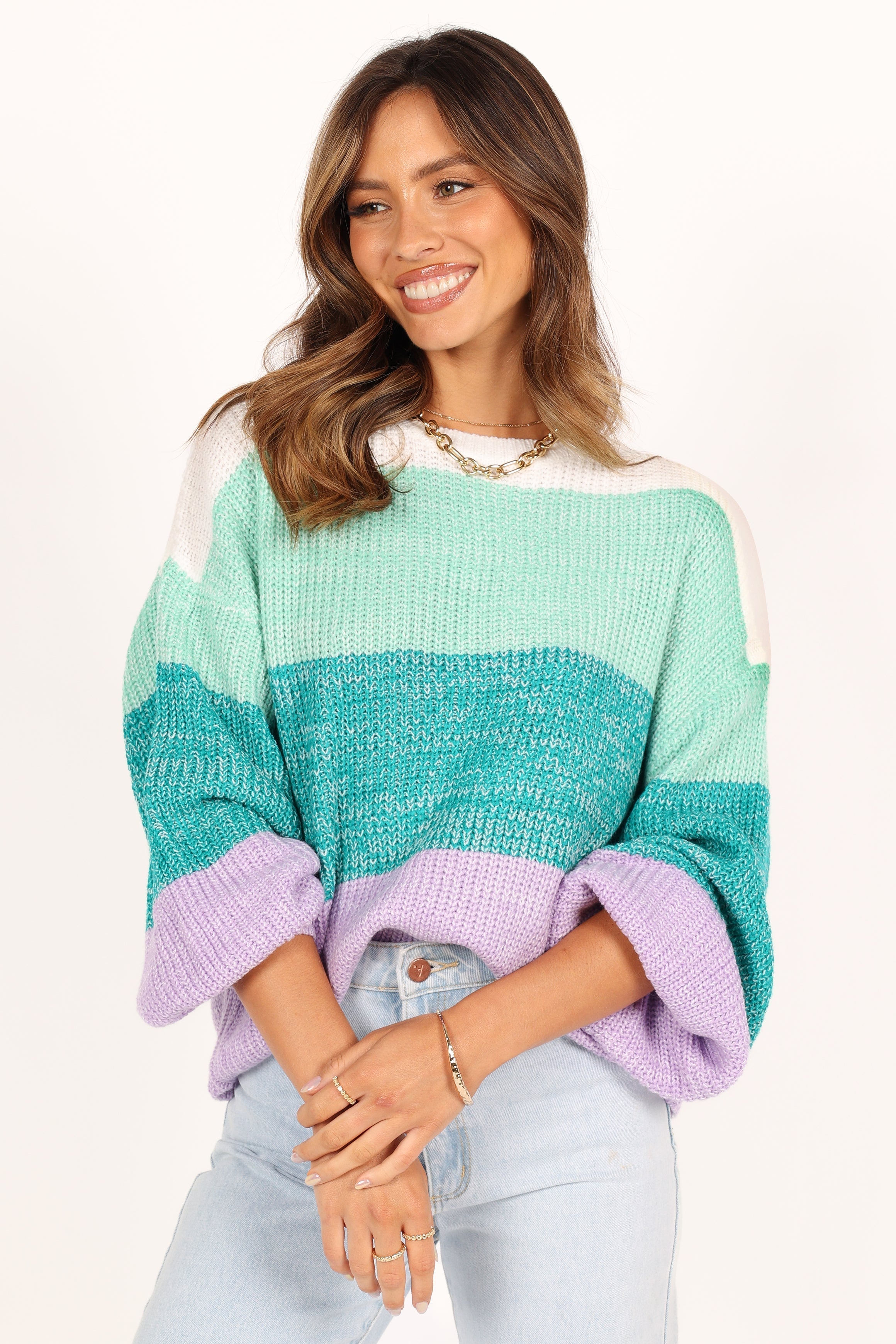 KNITWEAR @Danielle Knit Sweater - Lilac Stripe