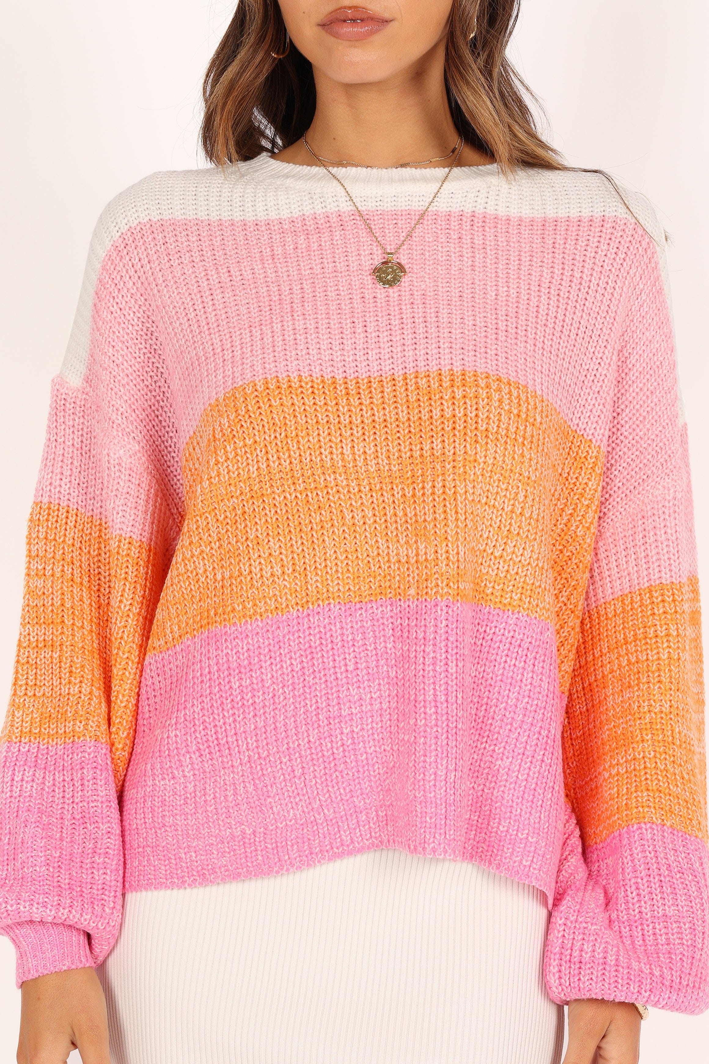 KNITWEAR Danielle Knit Sweater - Pink Stripe