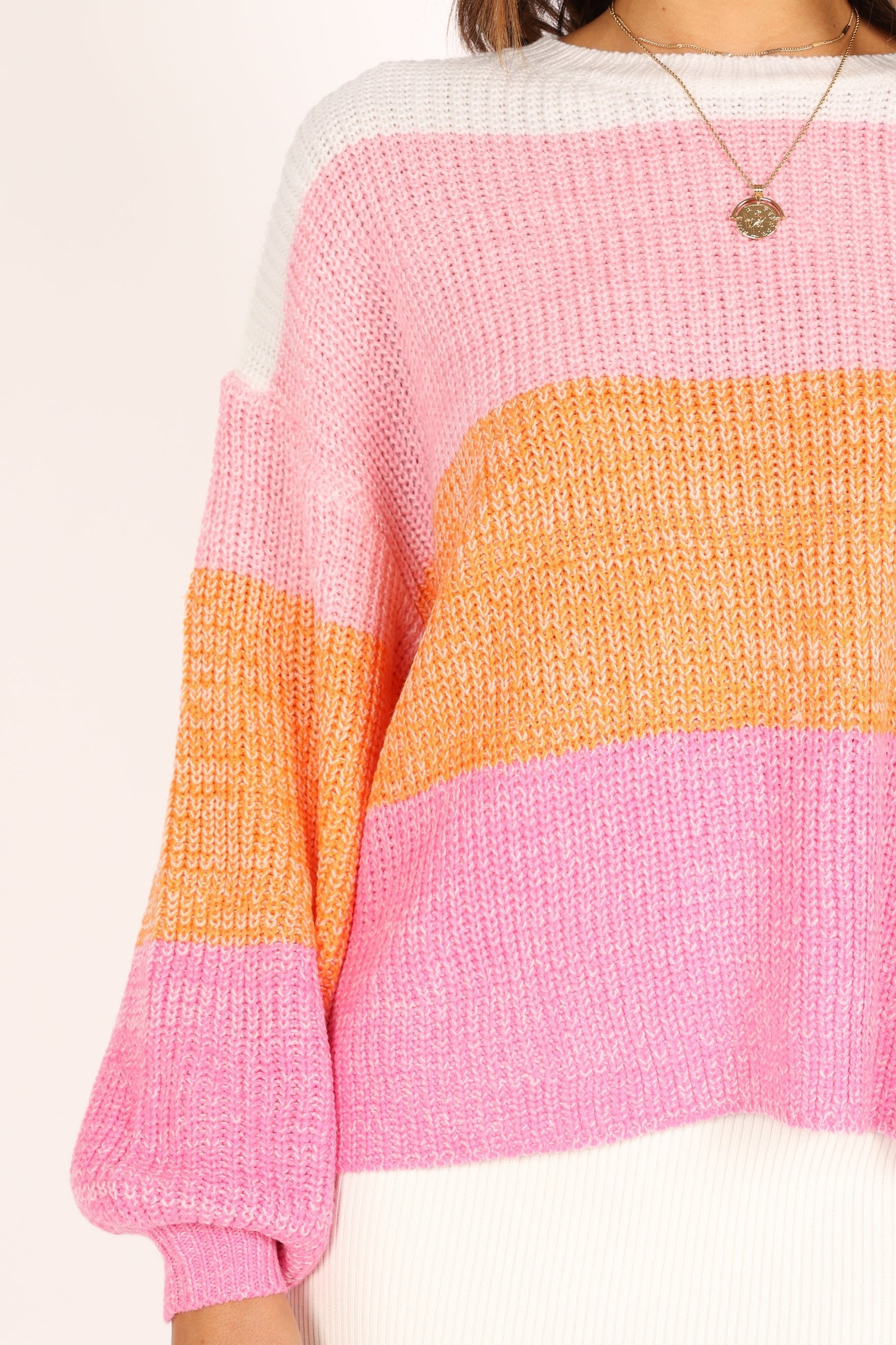 KNITWEAR @Danielle Knit Sweater - Pink Stripe