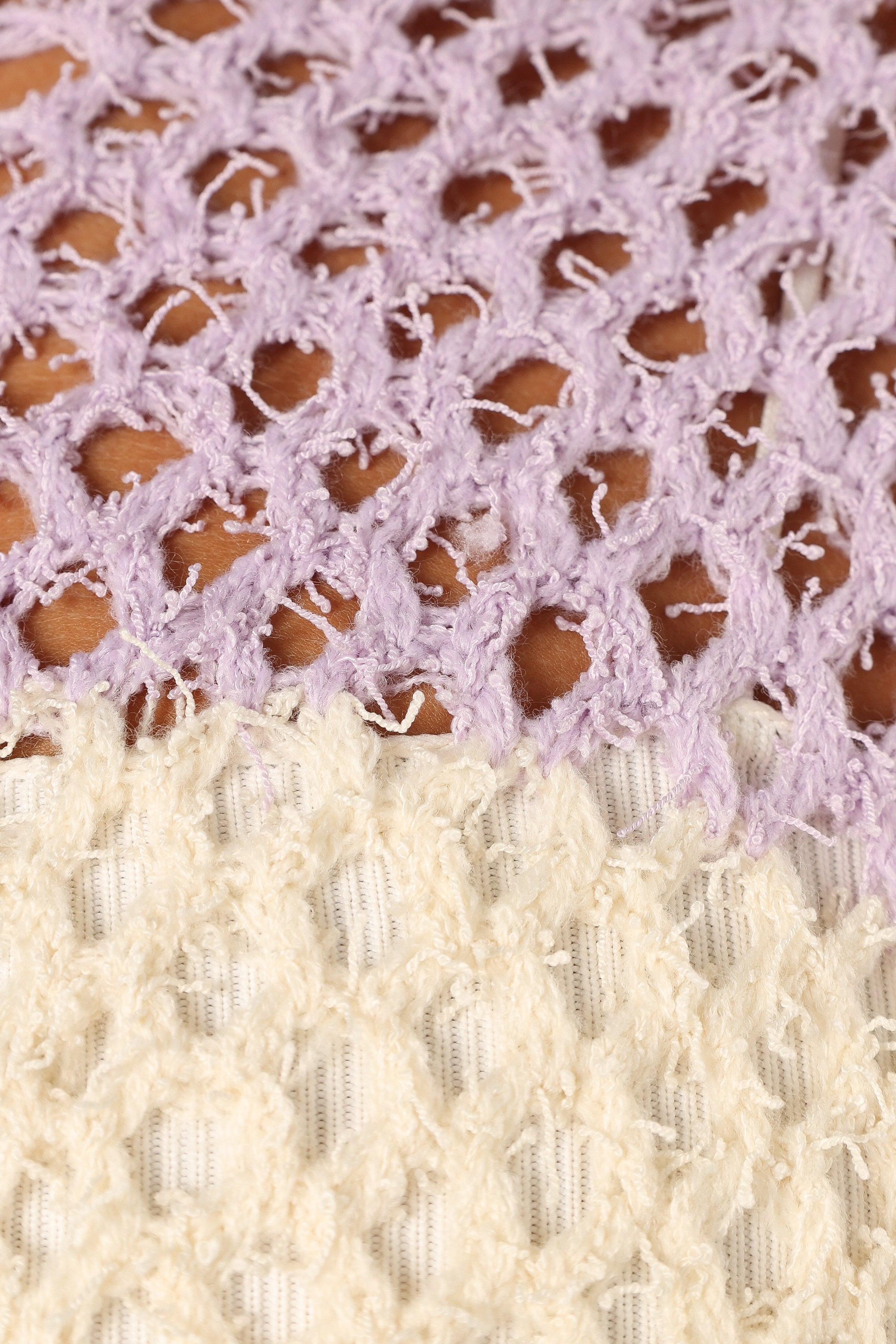 KNITWEAR @Dawn Color Block Knit Sweater - Cream/Lavender