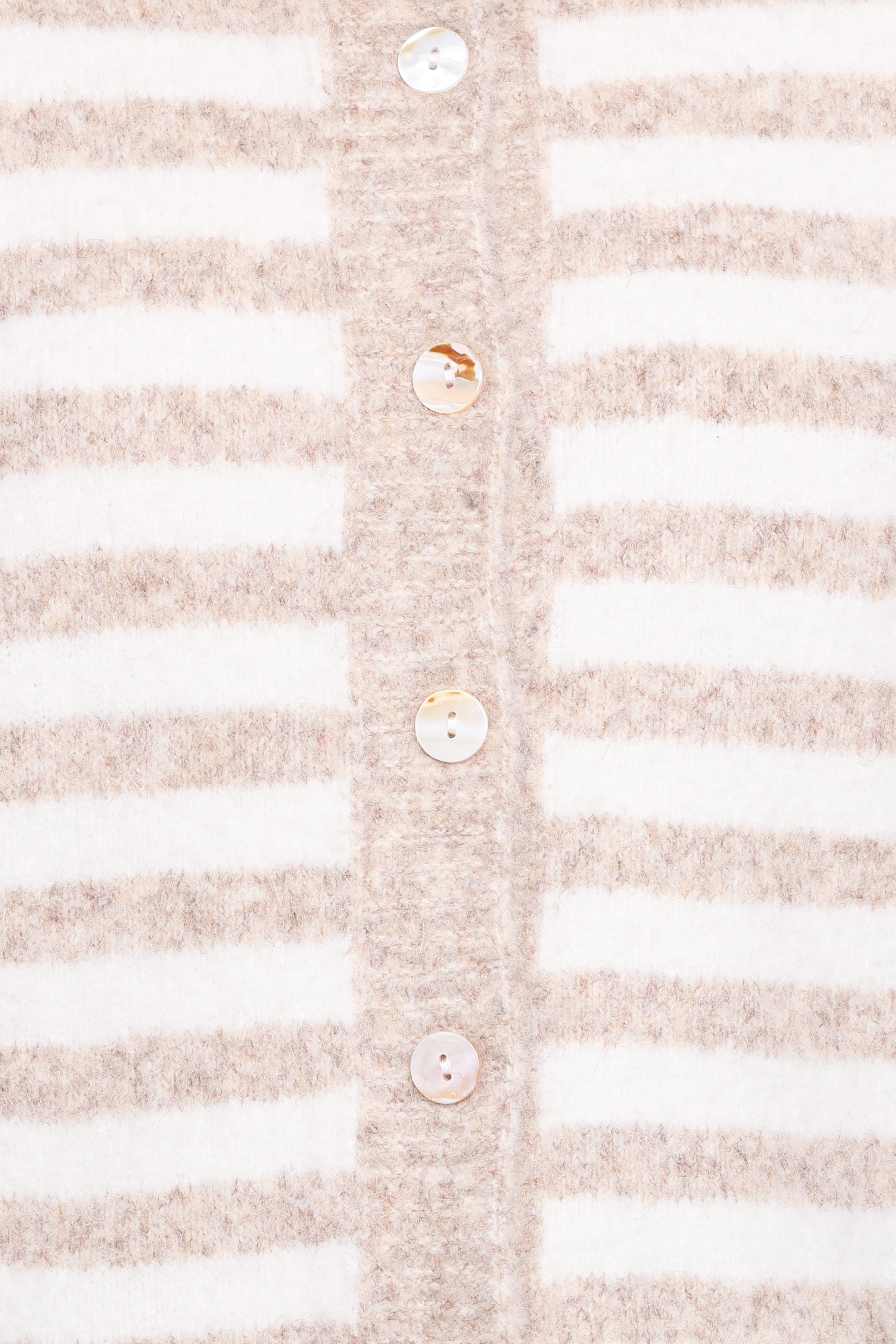 KNITWEAR Dean Striped Cardigan - White/Beige