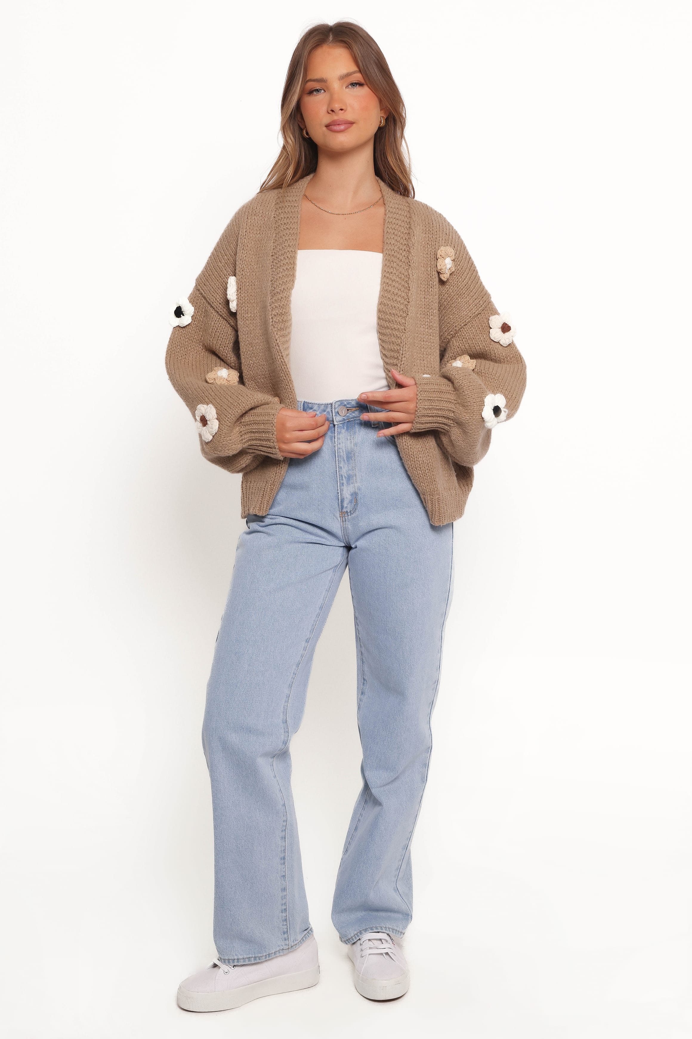KNITWEAR Delaro Flower Cardigan - Brown