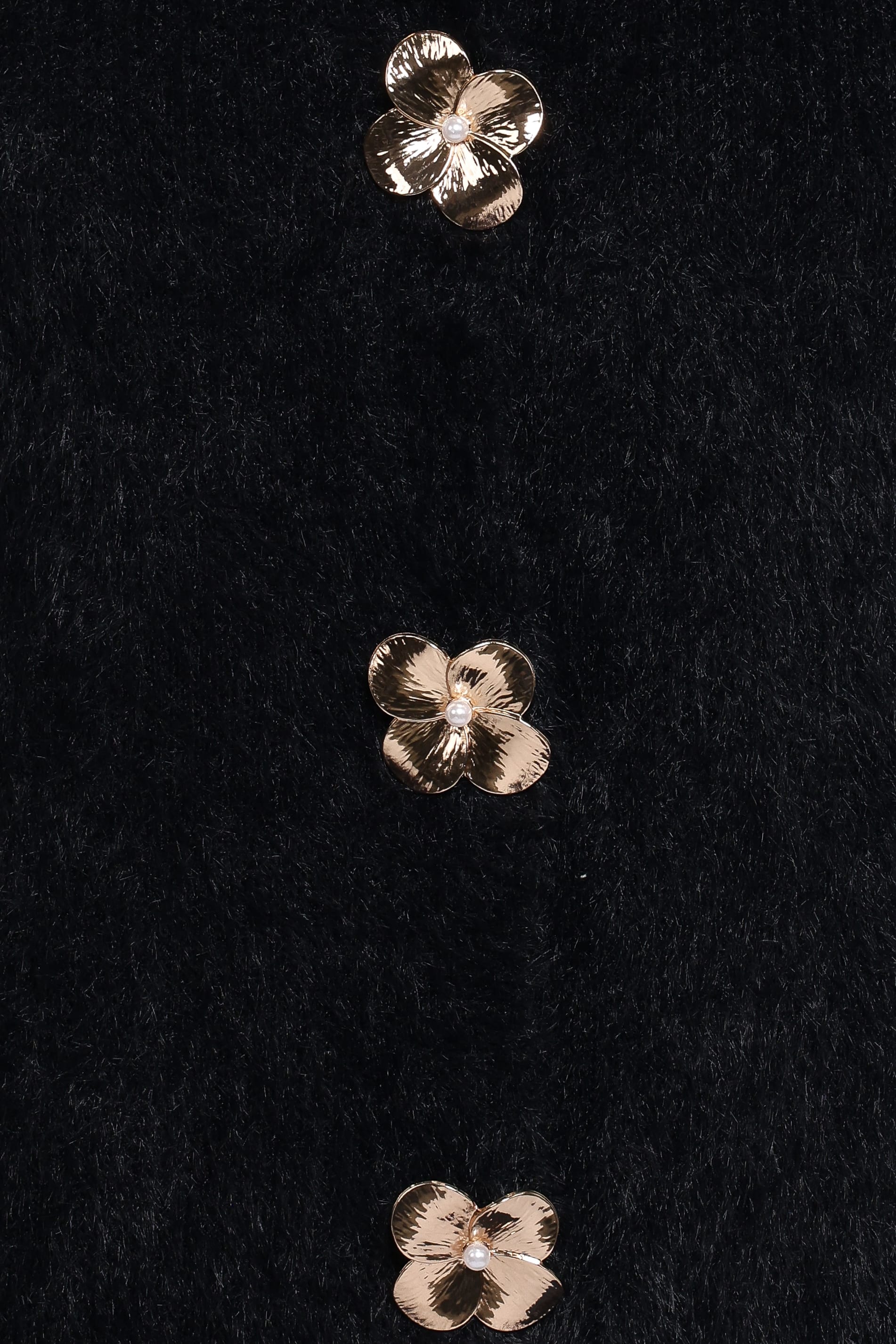 KNITWEAR Donna Flower Button Cardigan - Black
