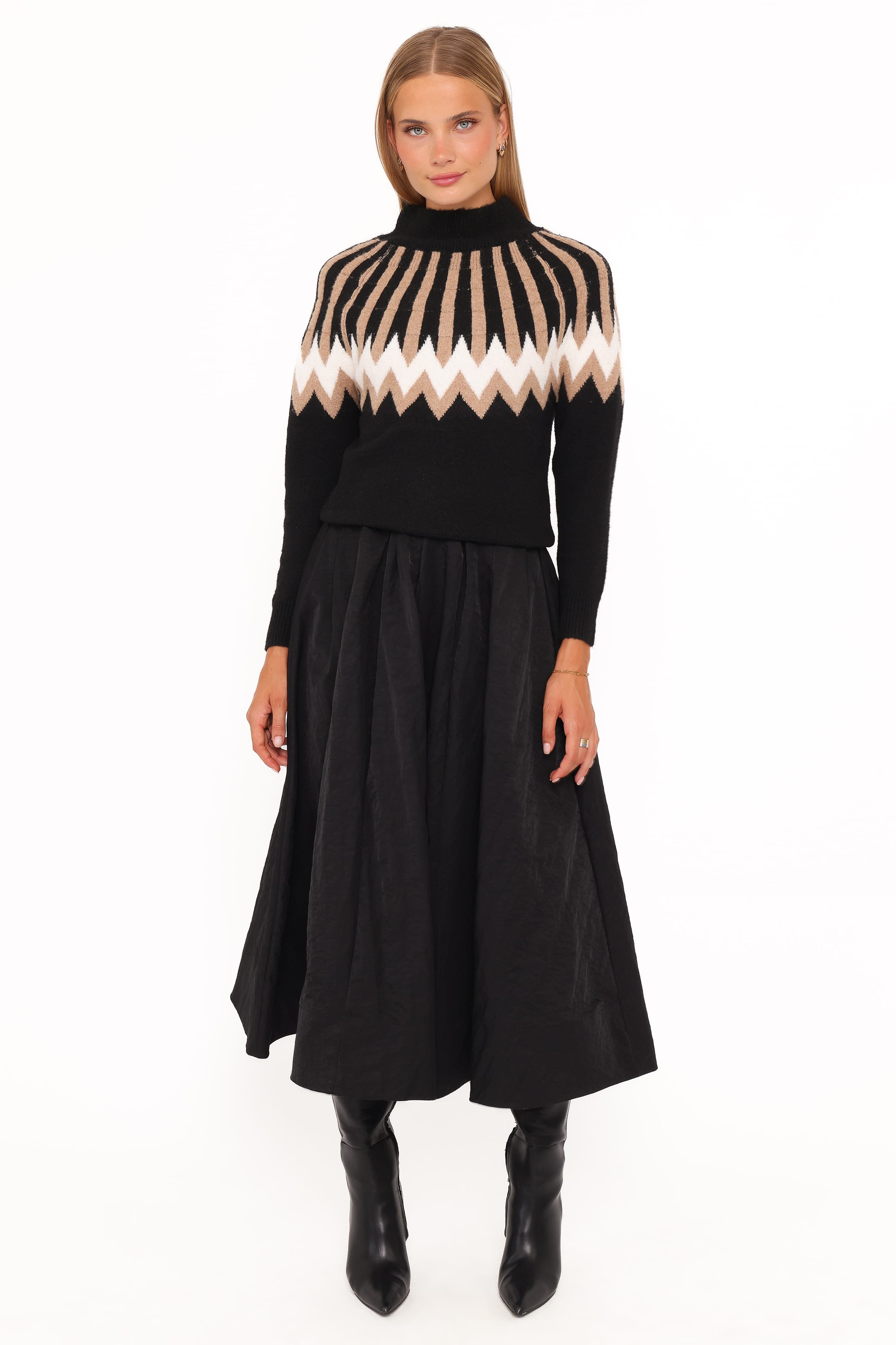 KNITWEAR Donner Fairisle Mockneck Sweater - Black