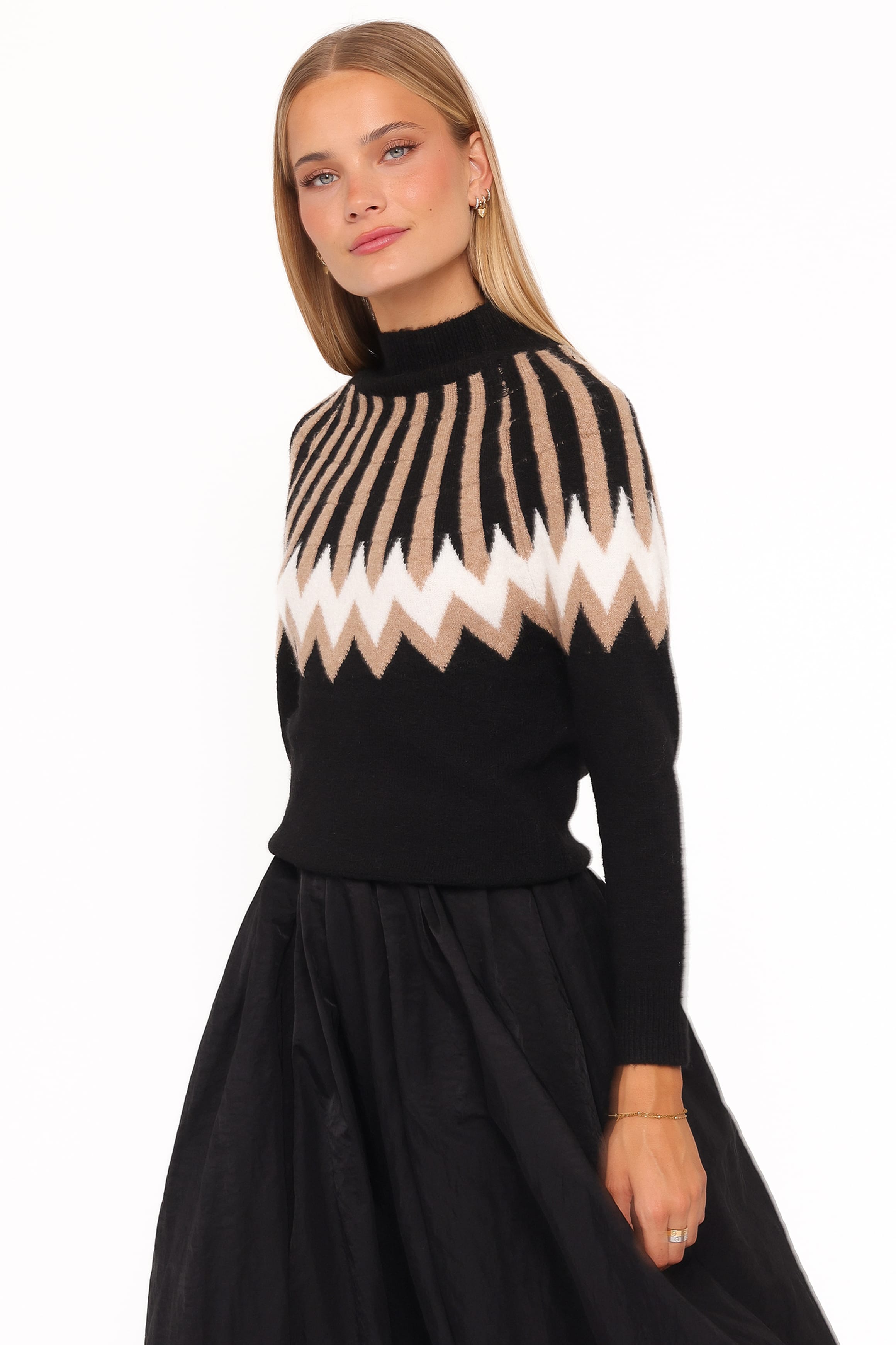 KNITWEAR Donner Fairisle Mockneck Sweater - Black