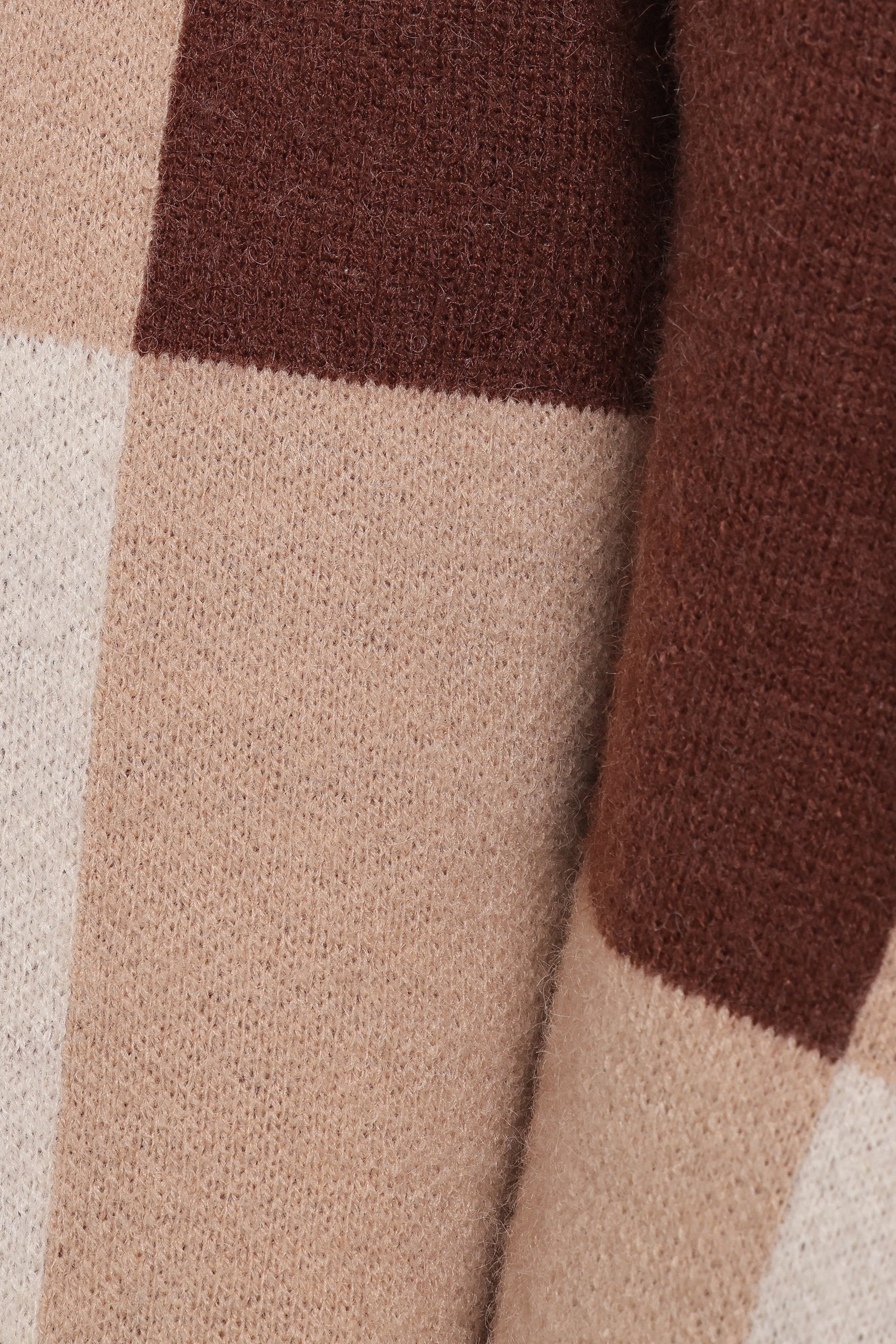 KNITWEAR Ecoya Long Cardigan - Brown Plaid