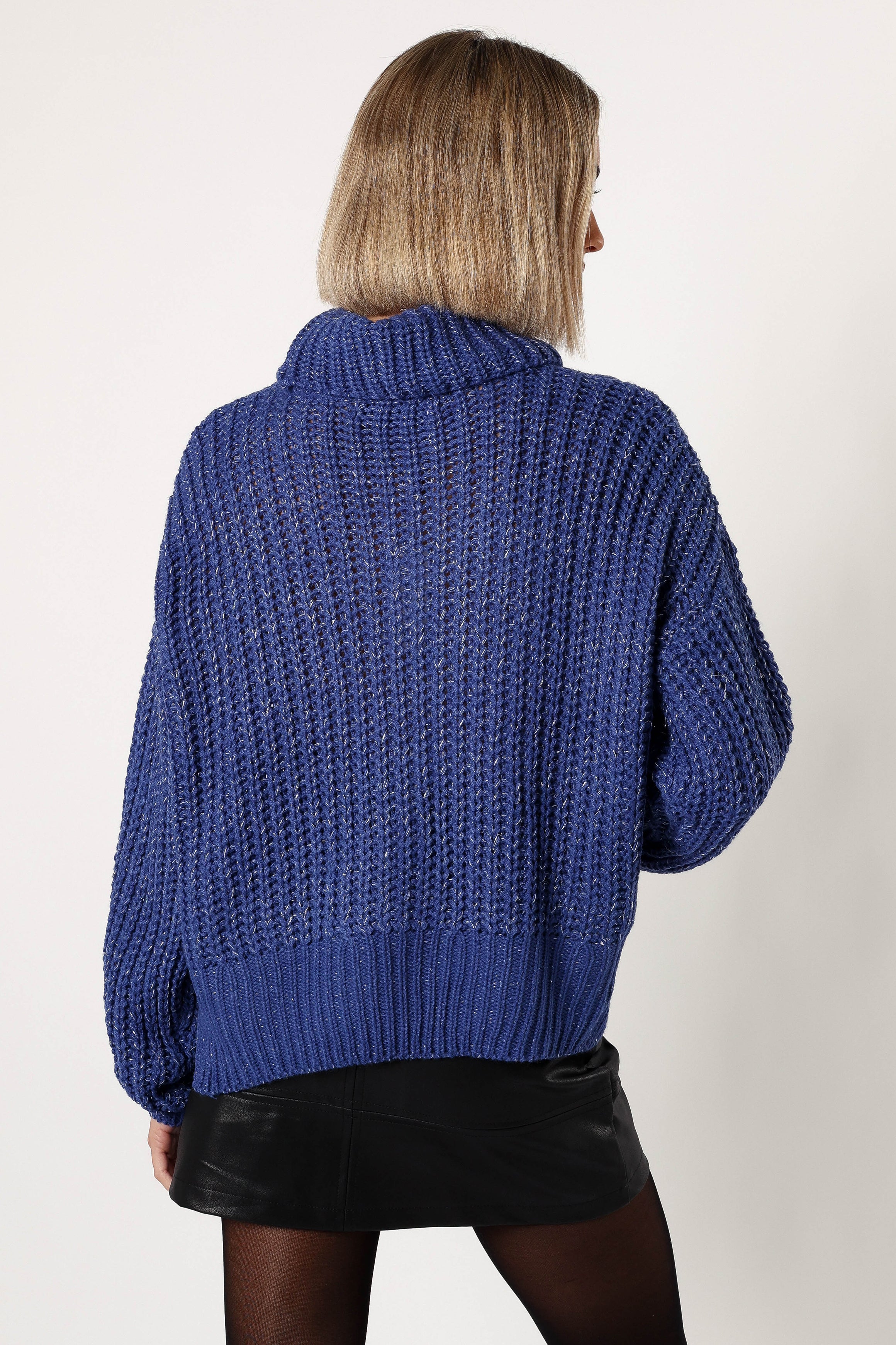 KNITWEAR @Eleanor Lurex Shine Knit Sweater - Blue