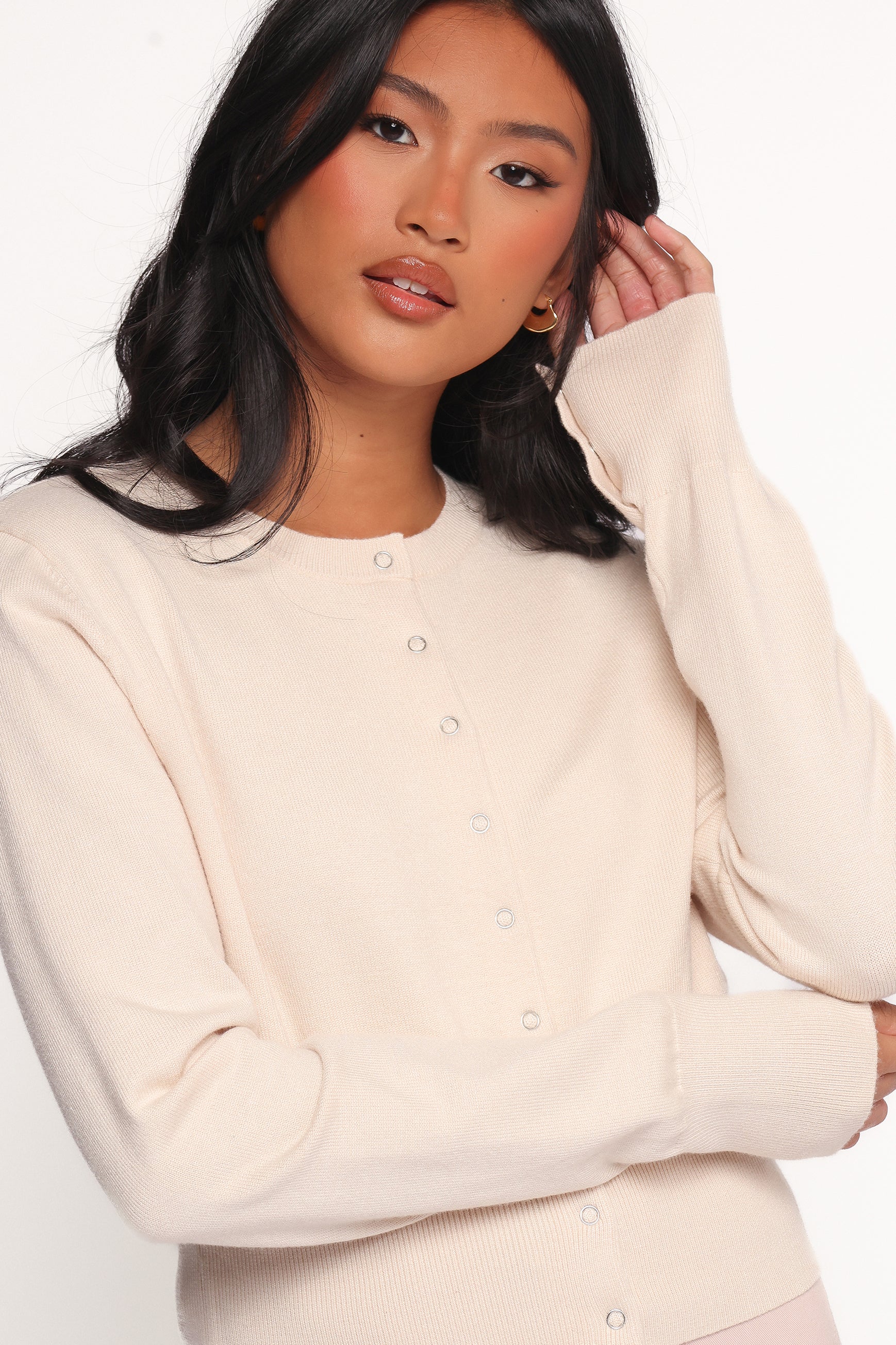 KNITWEAR Elita Fitted Cardigan - Cream