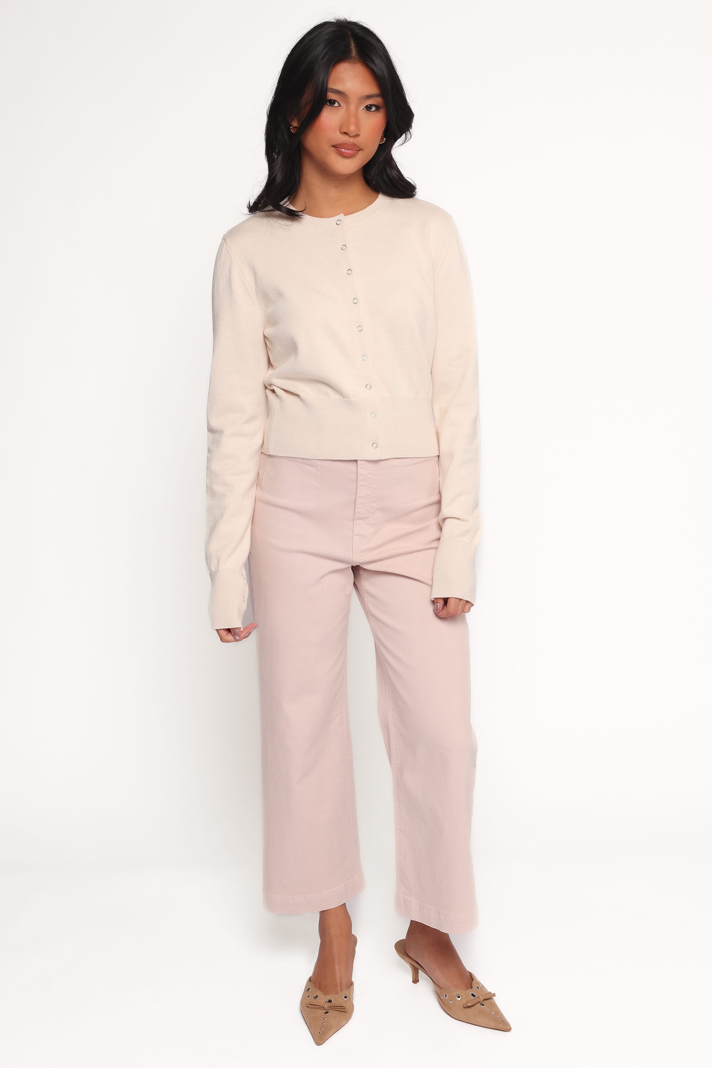KNITWEAR Elita Fitted Cardigan - Cream