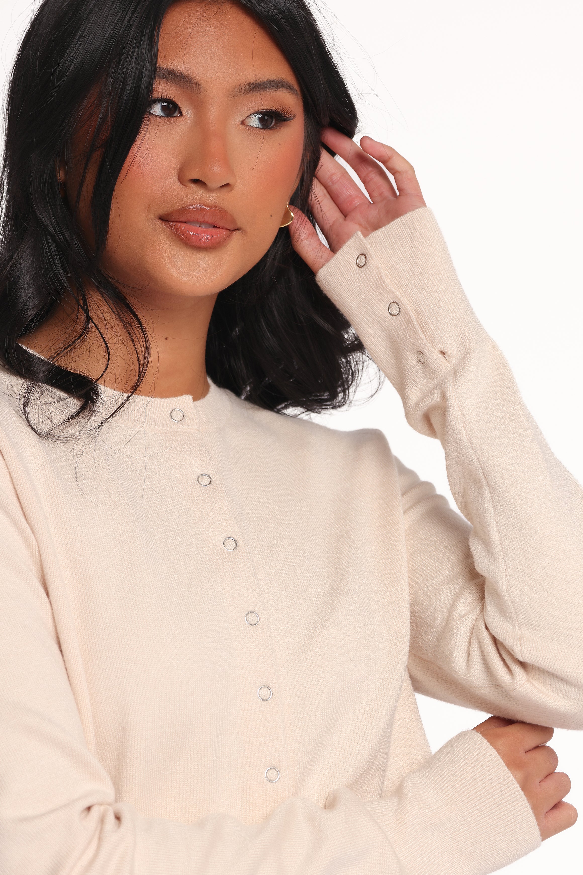 KNITWEAR Elita Fitted Cardigan - Cream