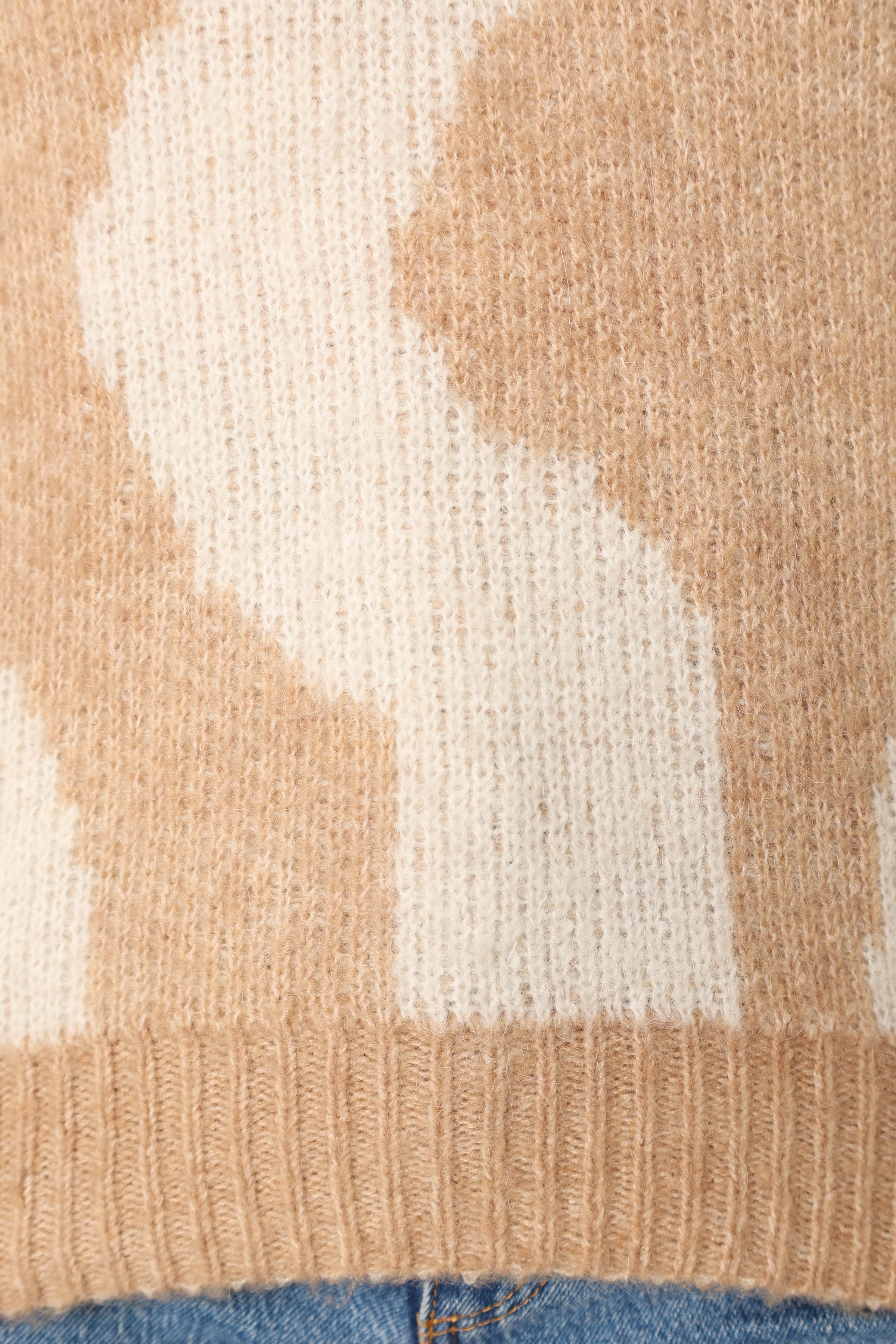 KNITWEAR @Elliana Collar Vneck Knit Sweater - Beige White