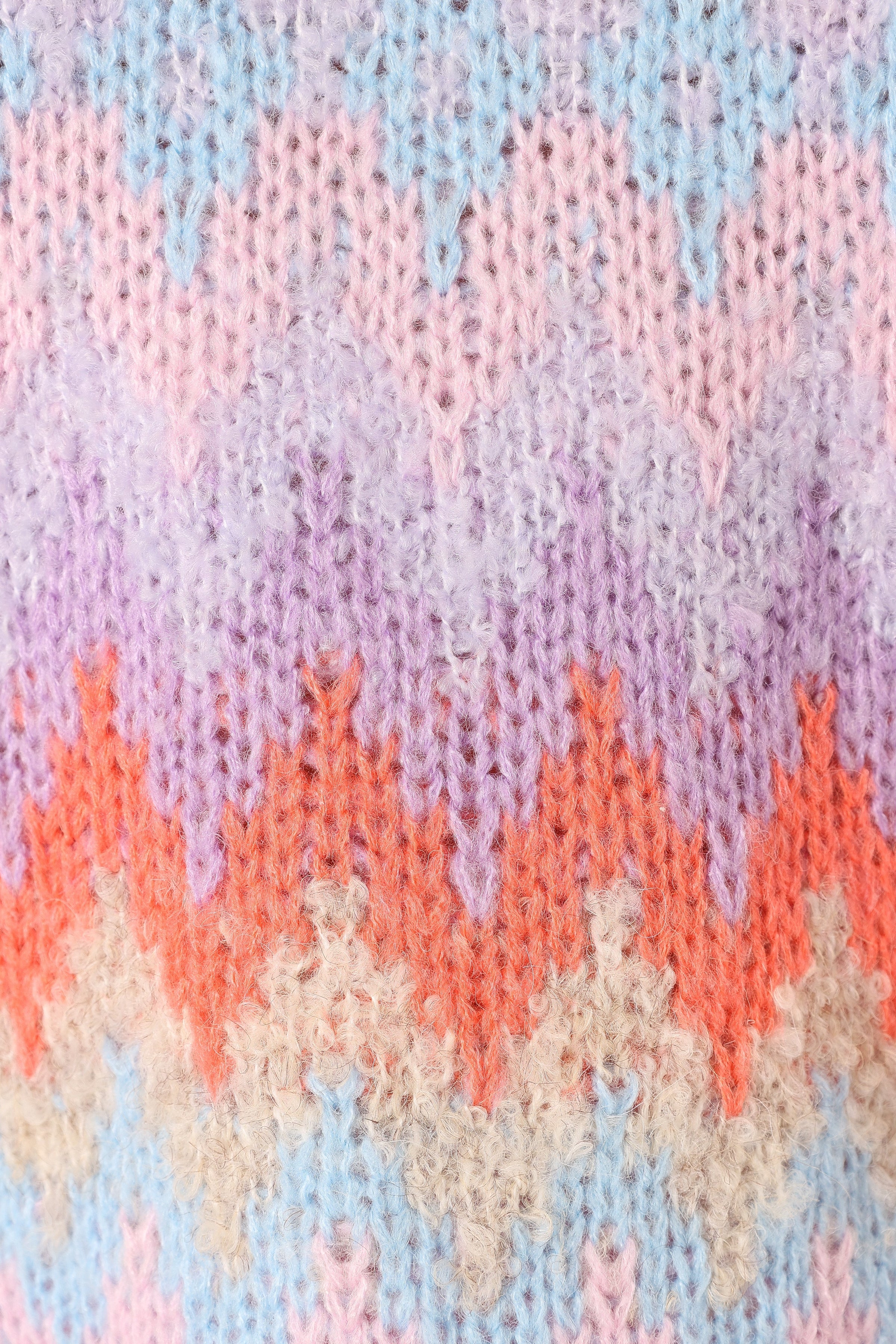 KNITWEAR @Emerson Fairisle Knit Sweater - Coral/Blue