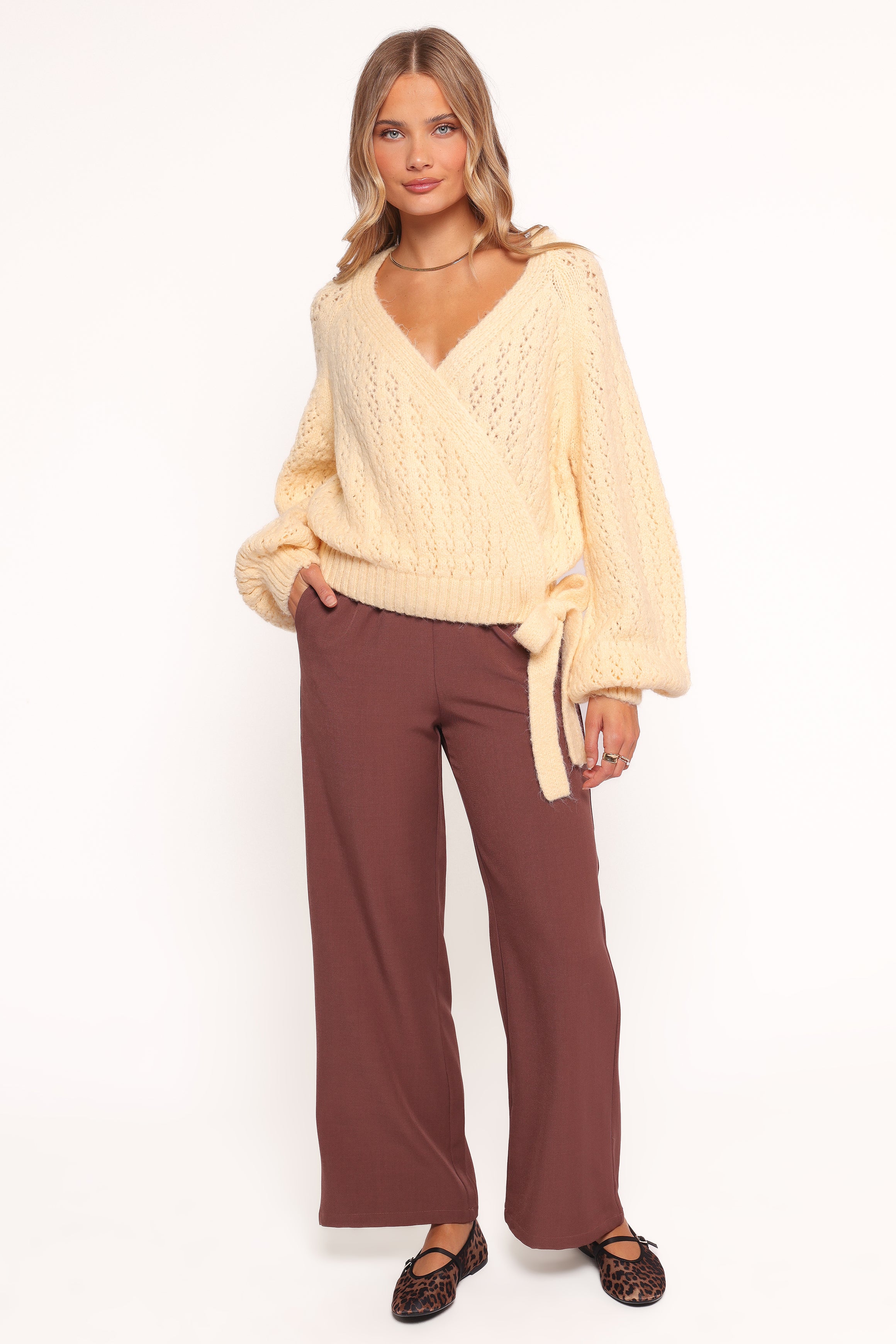 KNITWEAR Etta Ballet Wrap Knit Sweater - Butter