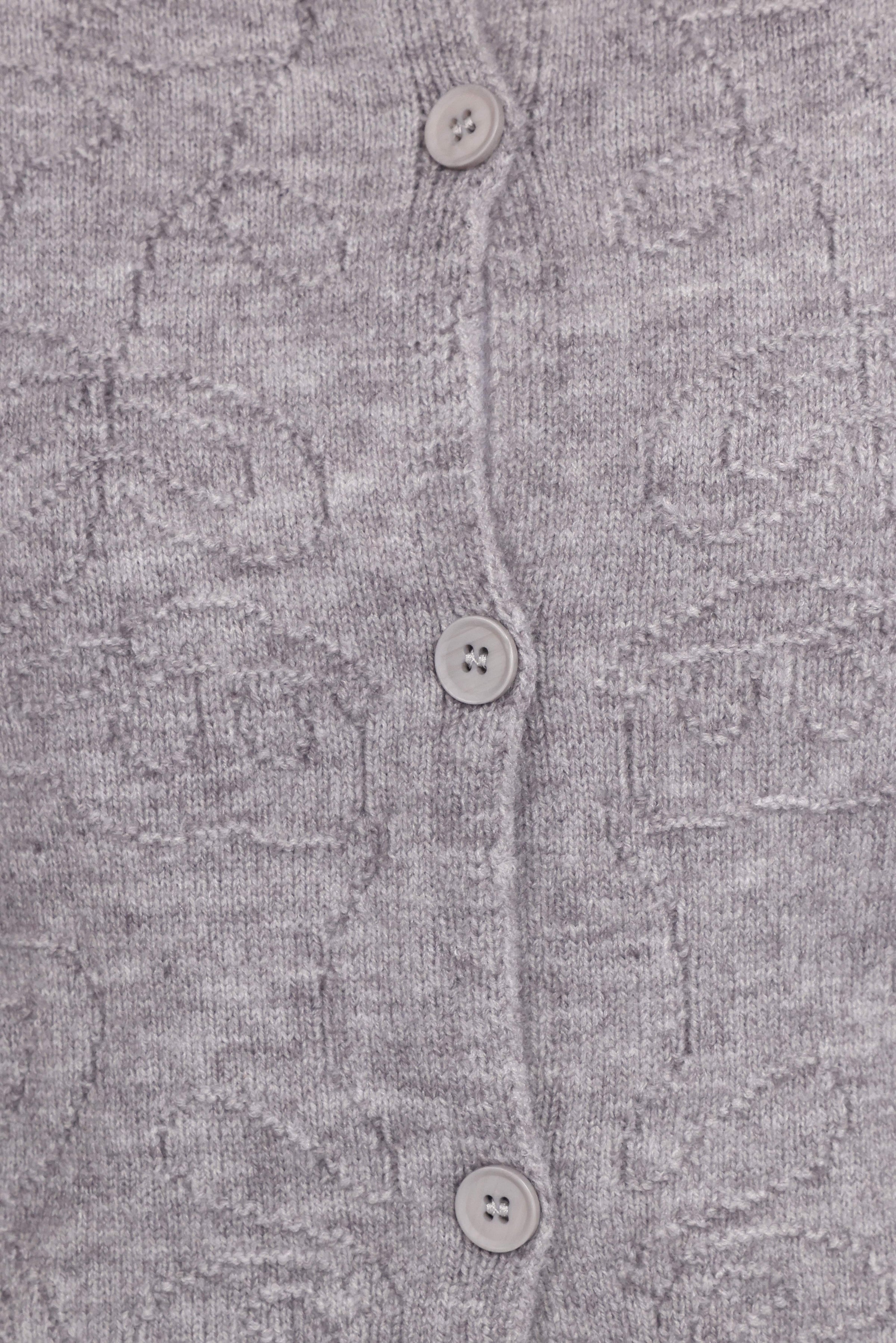 KNITWEAR Fauna Tonal Floral Cardigan - Heather Grey