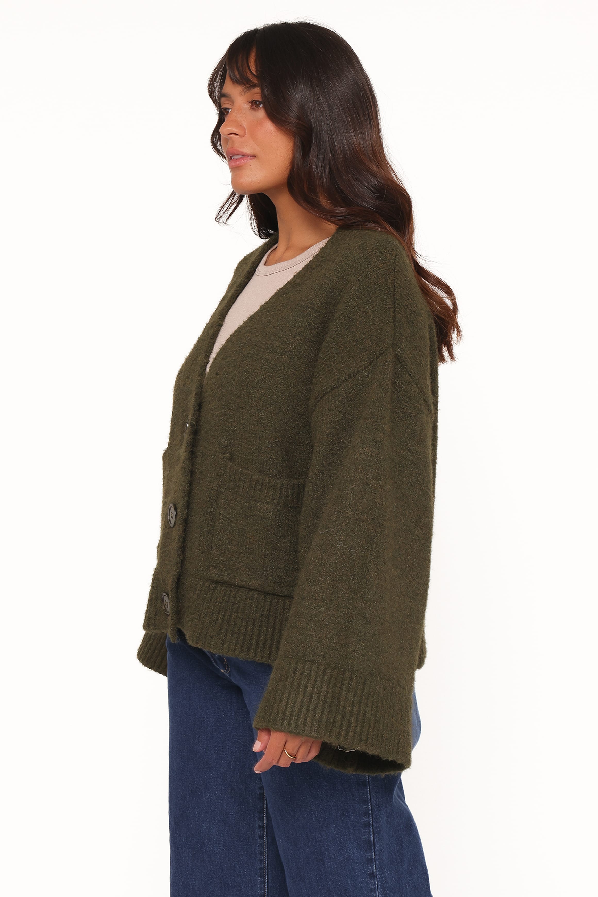 KNITWEAR Fern Wide Sleeve Cardigan - Olive