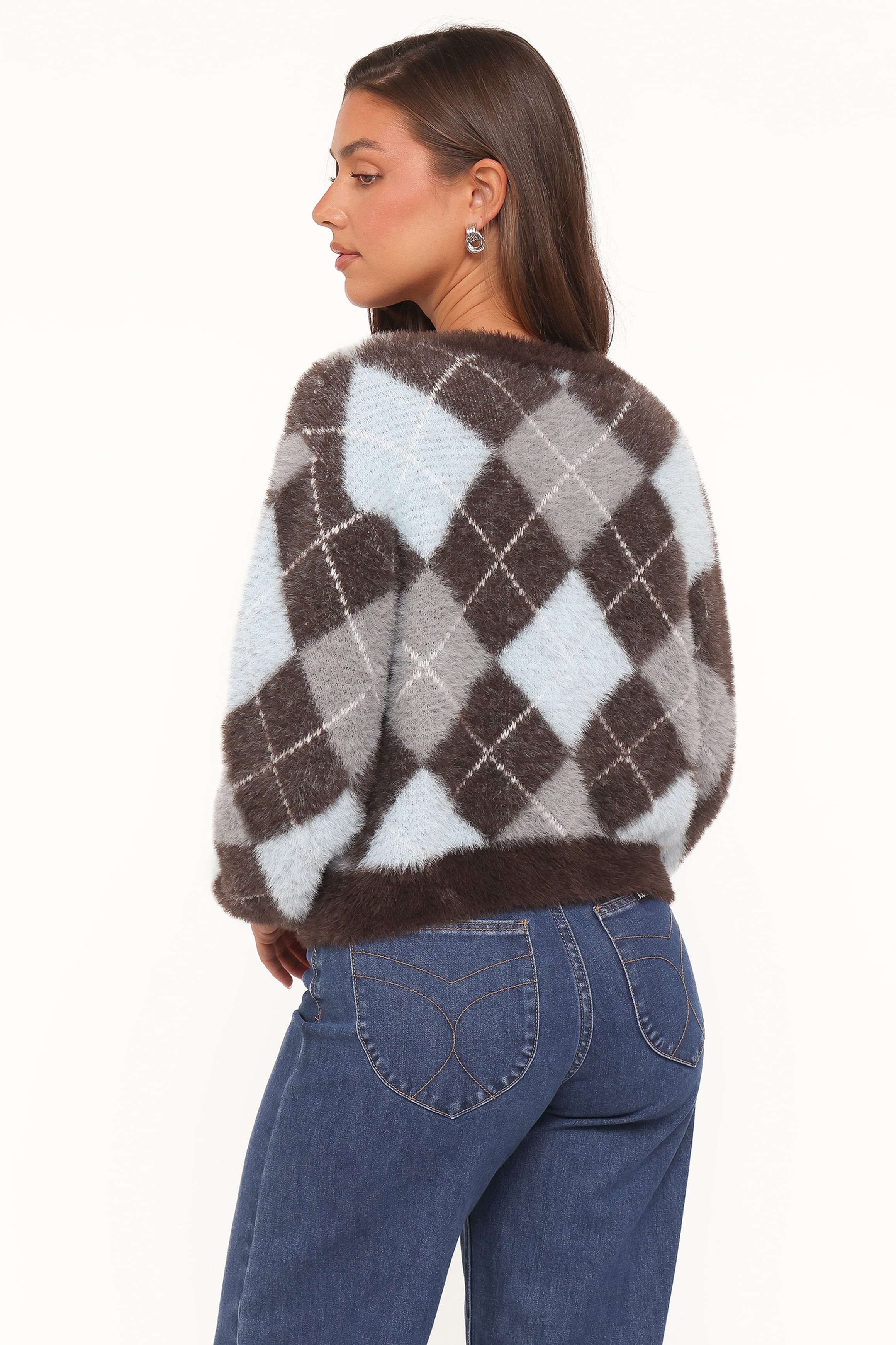 KNITWEAR Fionna Button Front Cardigan - Blue Brown