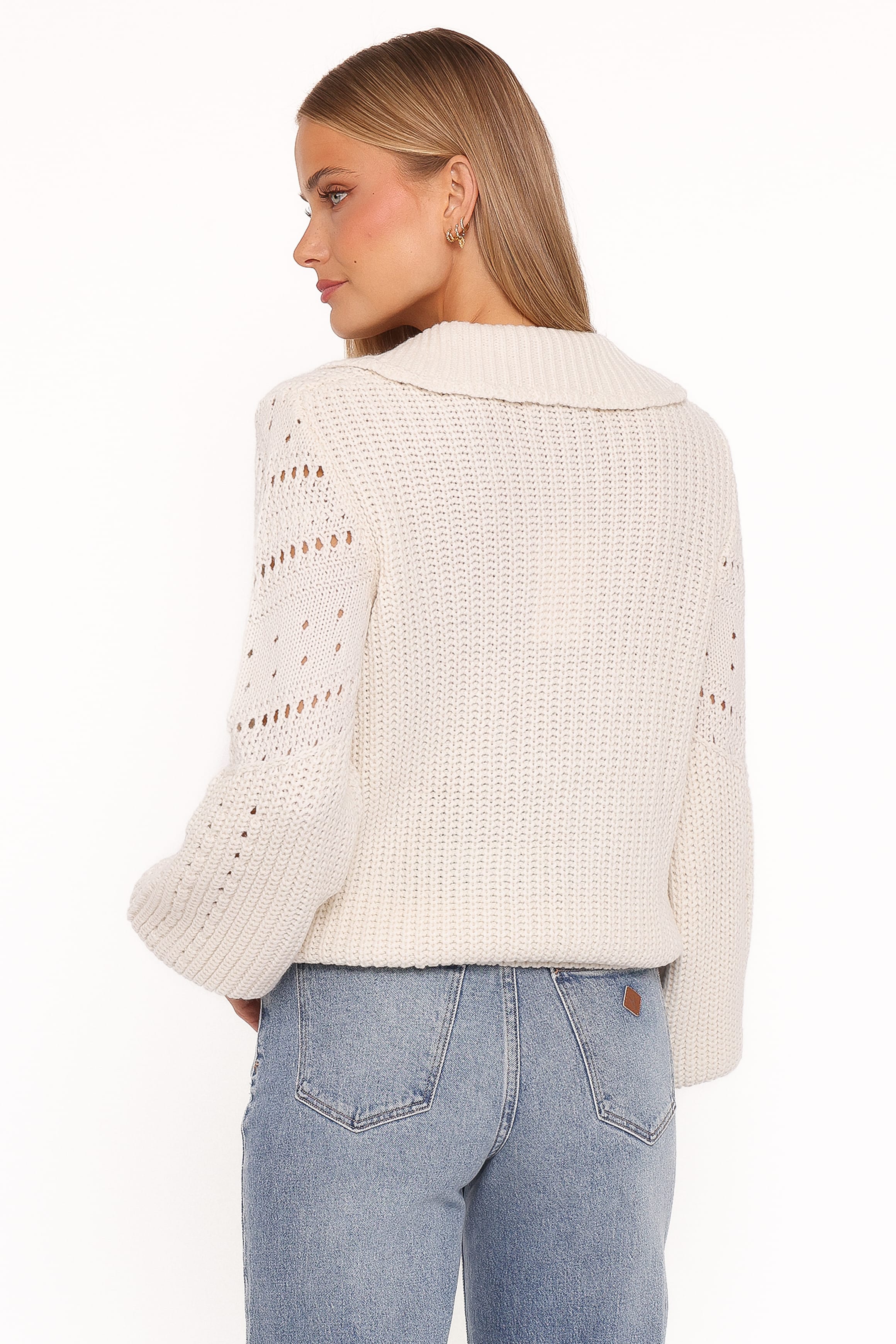 KNITWEAR Fitzgerald Pointelle Polo Sweater - Cream