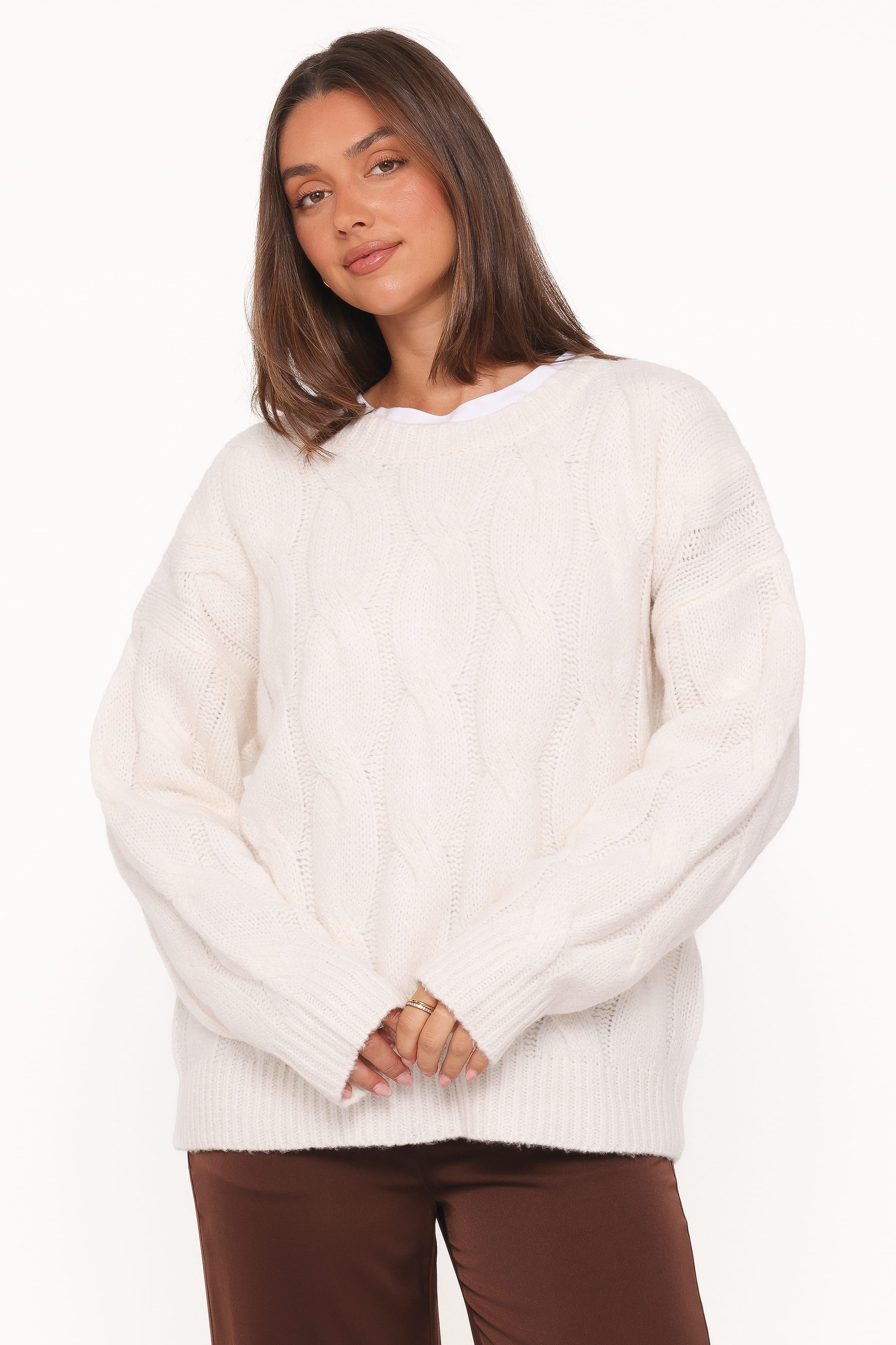 KNITWEAR Fleming Cable Knit Sweater - Cream