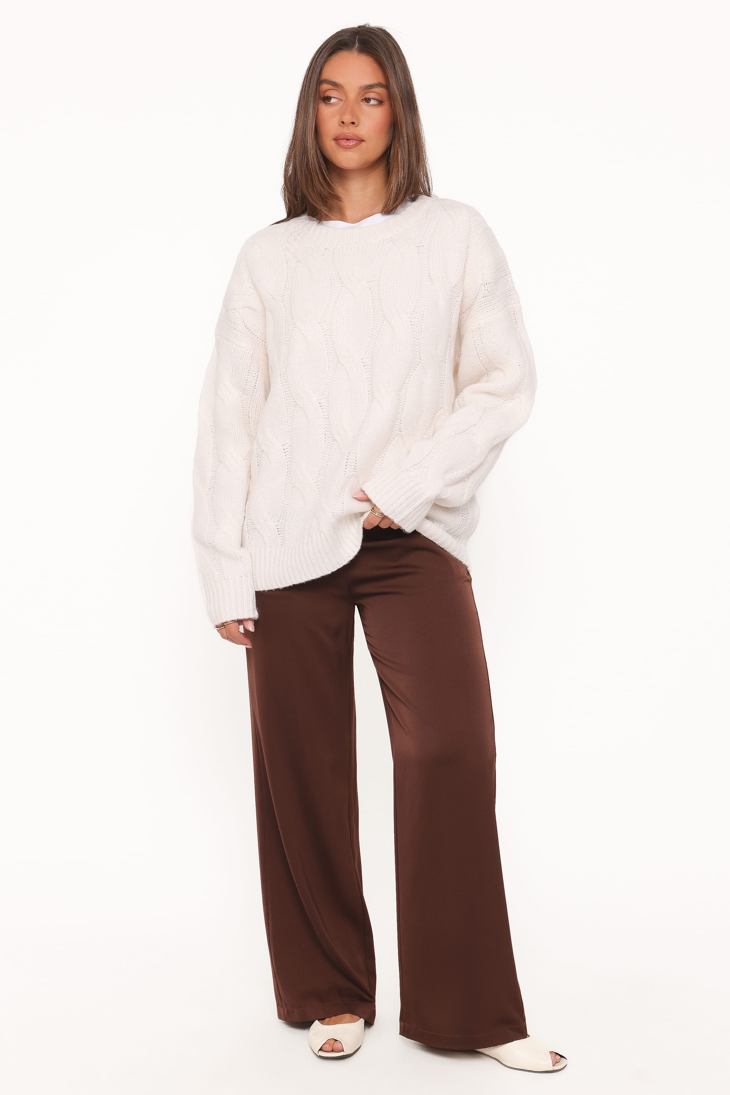 KNITWEAR Fleming Cable Knit Sweater - Cream