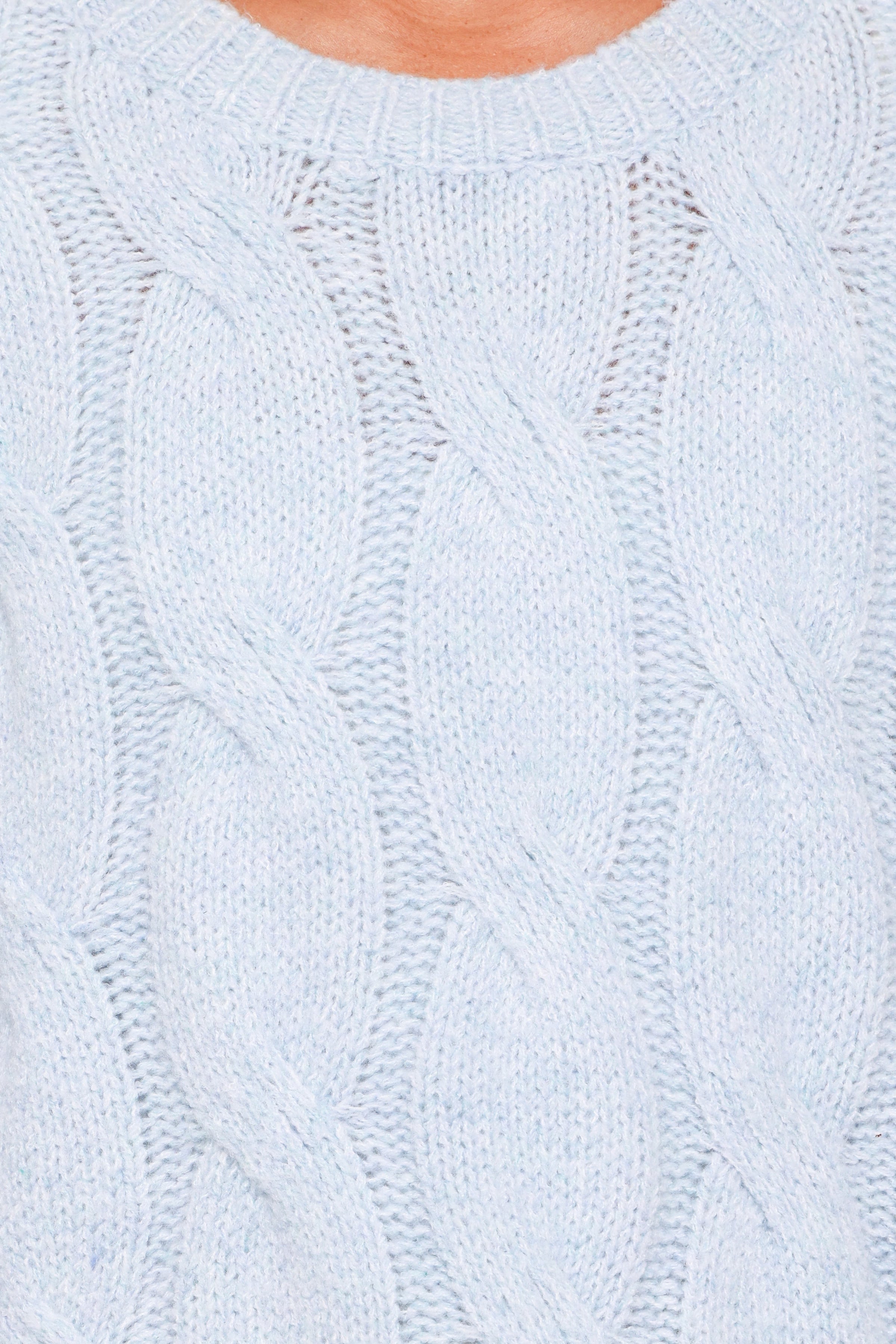 KNITWEAR Fleming Cable Knit Sweater - Light Blue