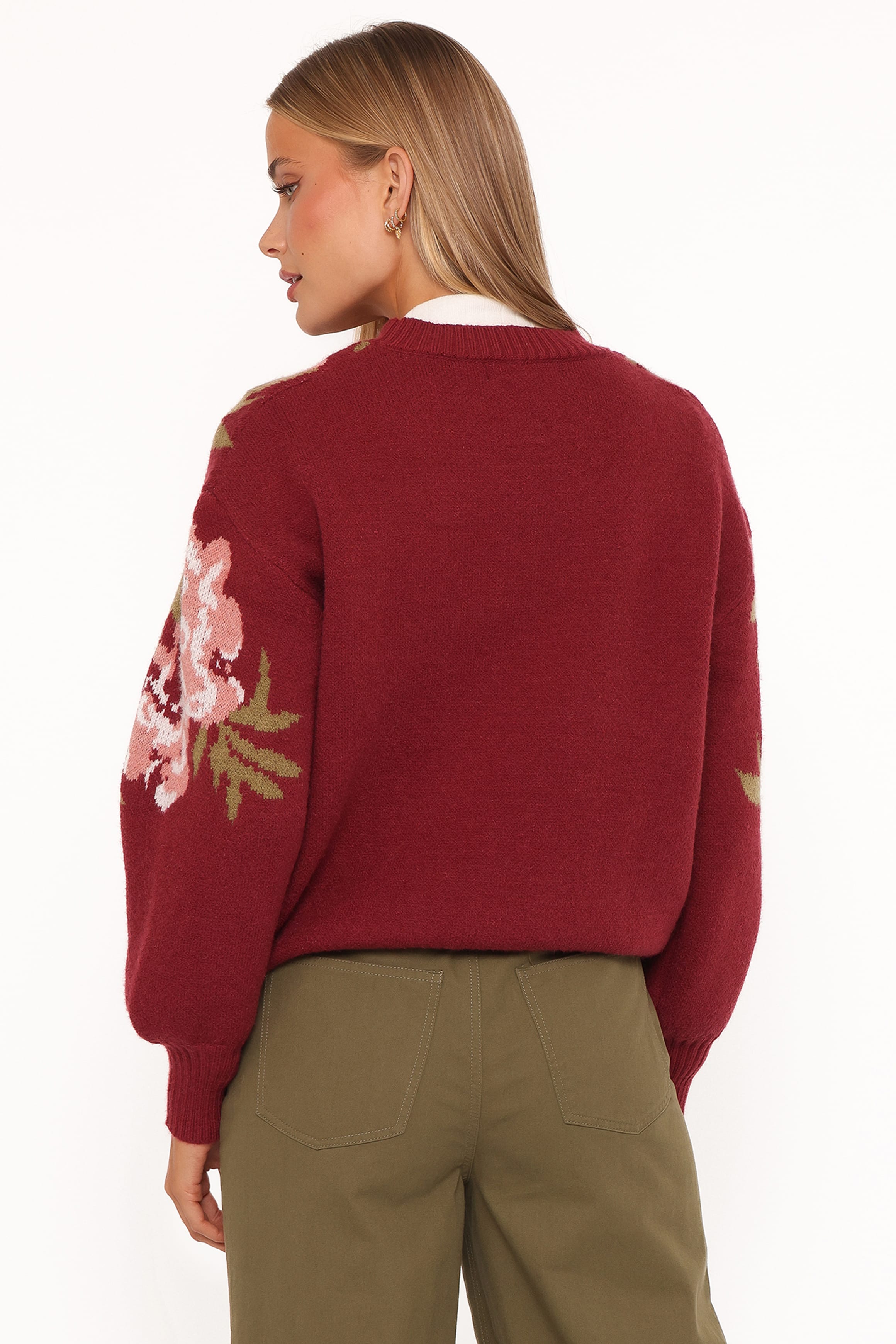 KNITWEAR Ford Sweater - Burgundy Pink Floral