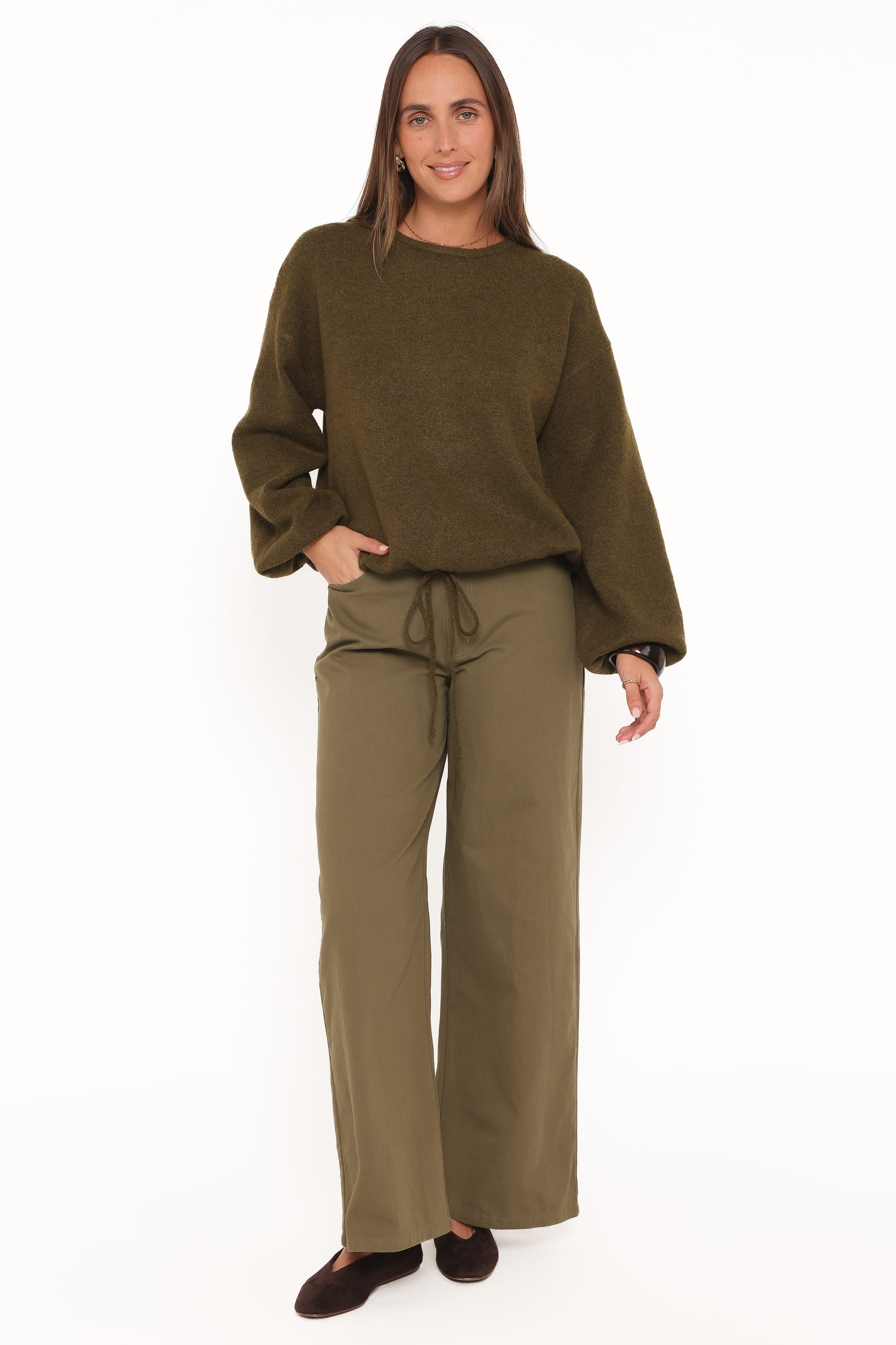 KNITWEAR Galadriel Drawcord Sweater - Khaki