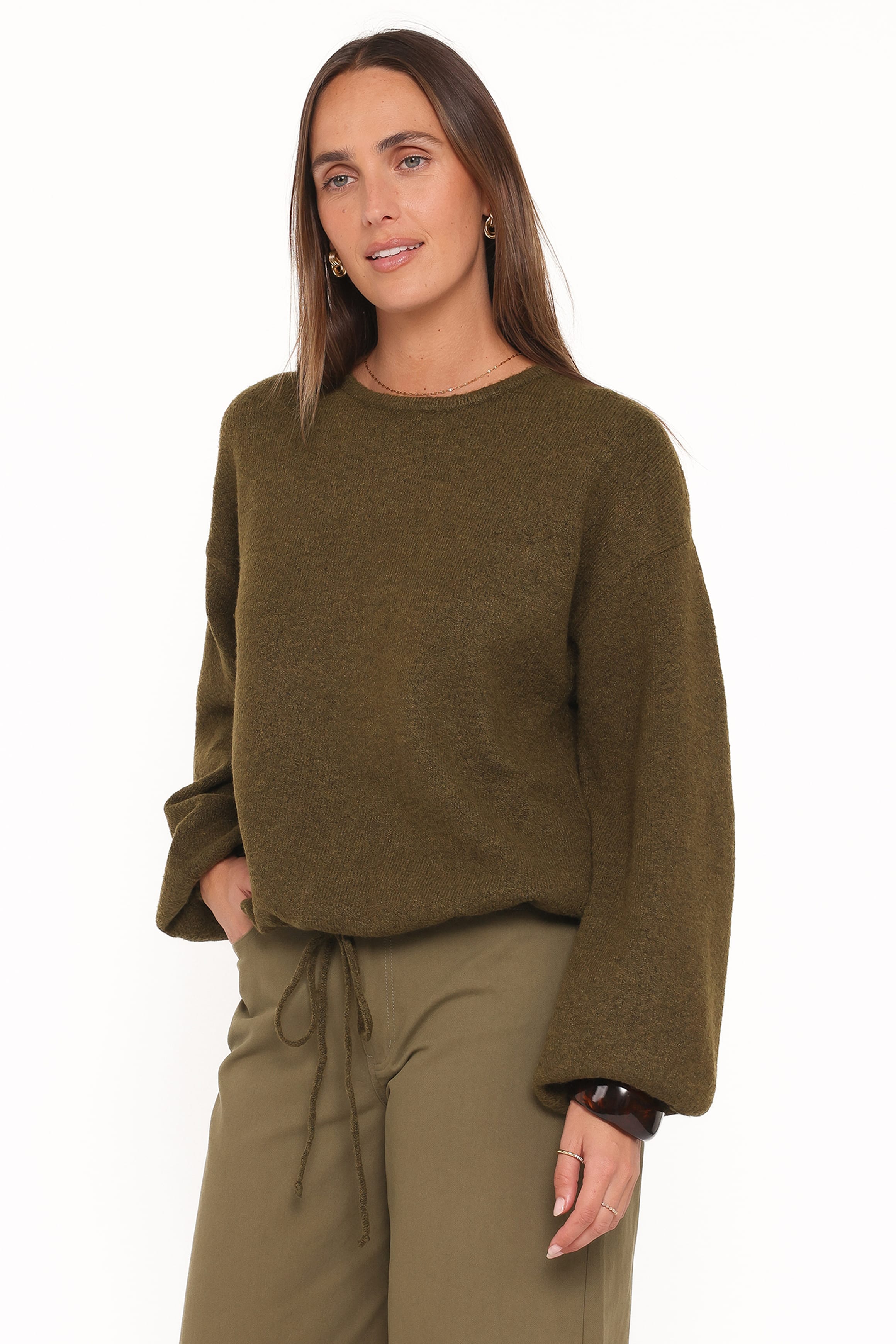 KNITWEAR Galadriel Drawcord Sweater - Khaki