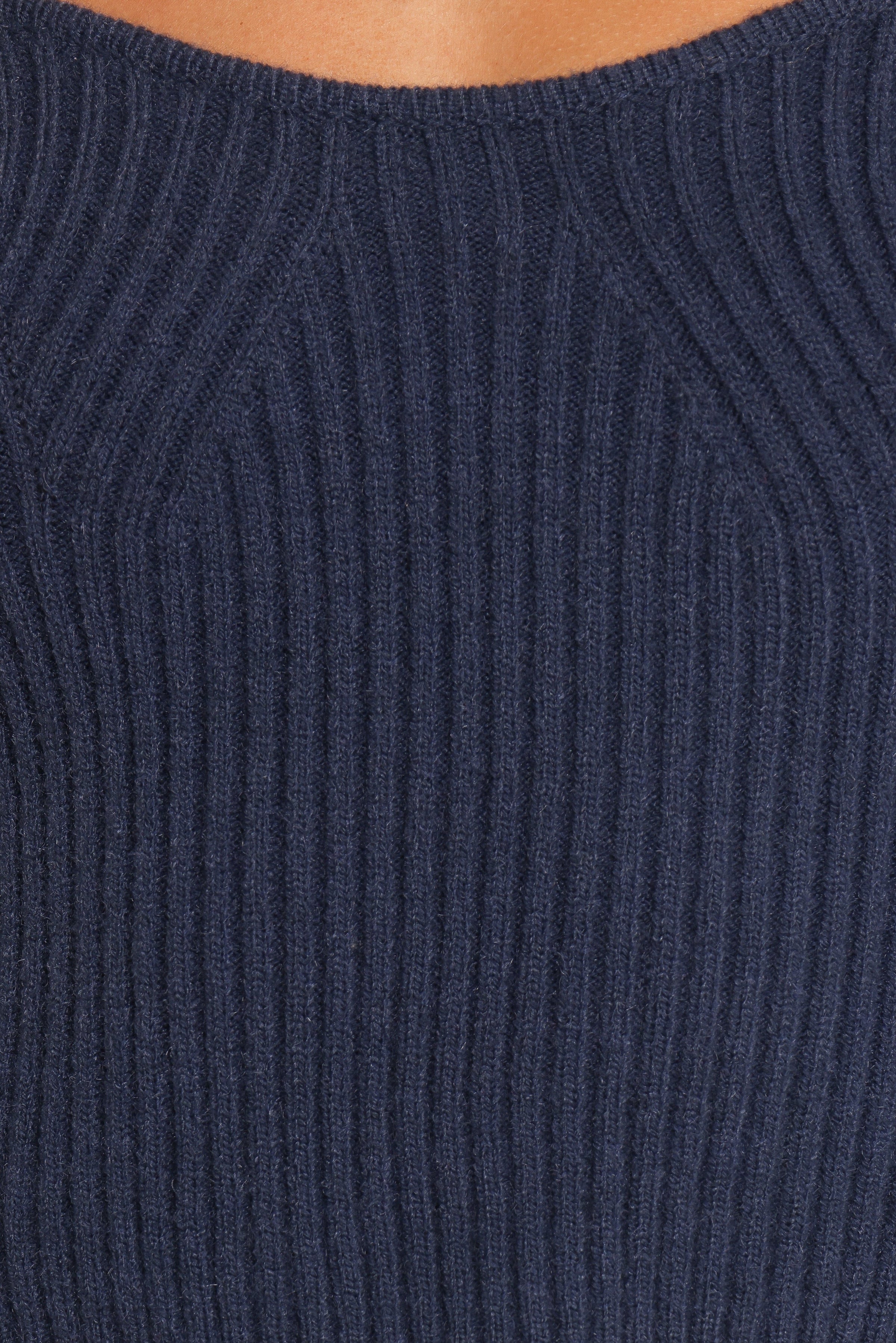 KNITWEAR Gia Sweetheart Neck Bell Sleeve Knit Sweater - Navy