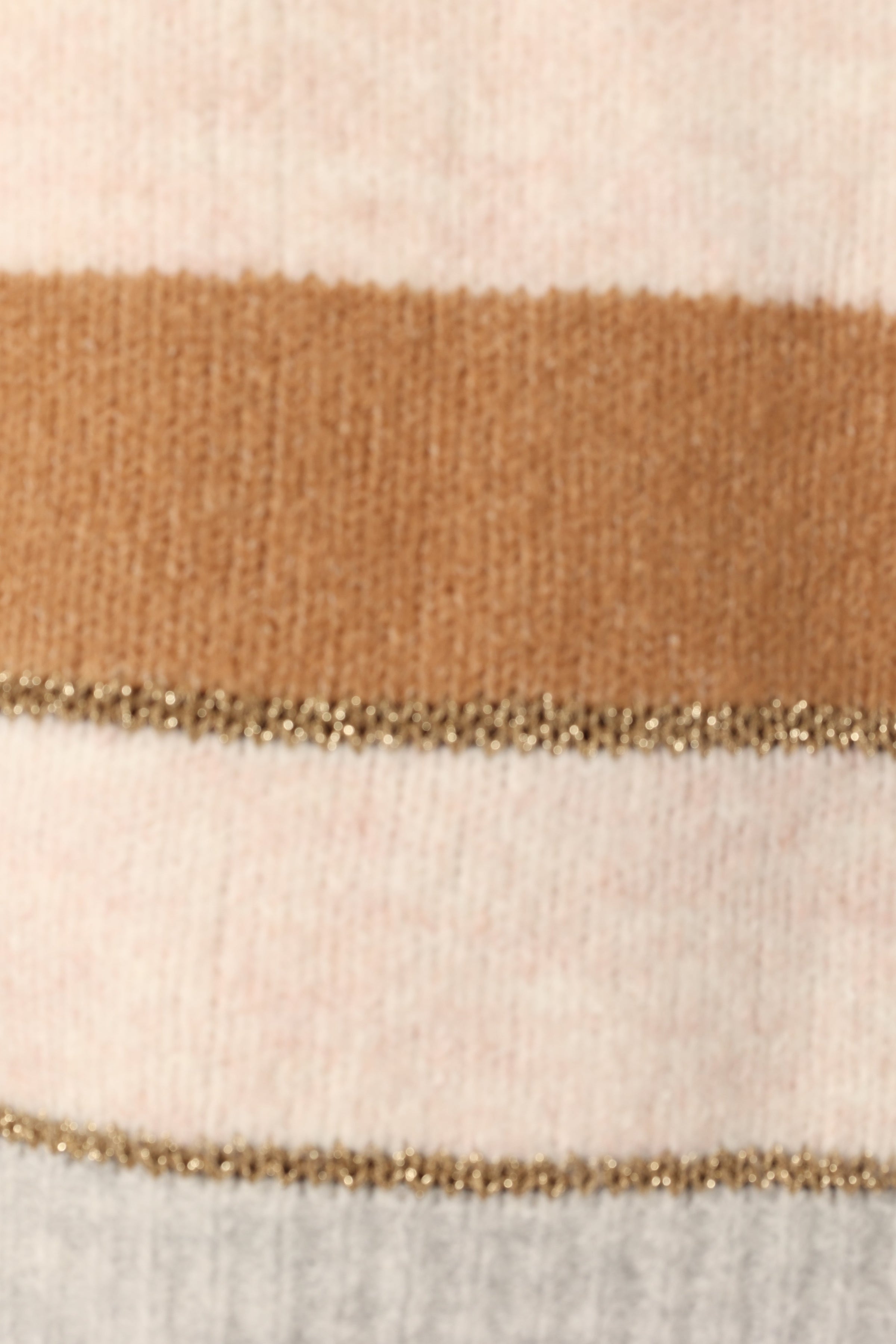 KNITWEAR @Hadleigh Shimmer Multi Stripe Knit Sweater - Cream/Camel