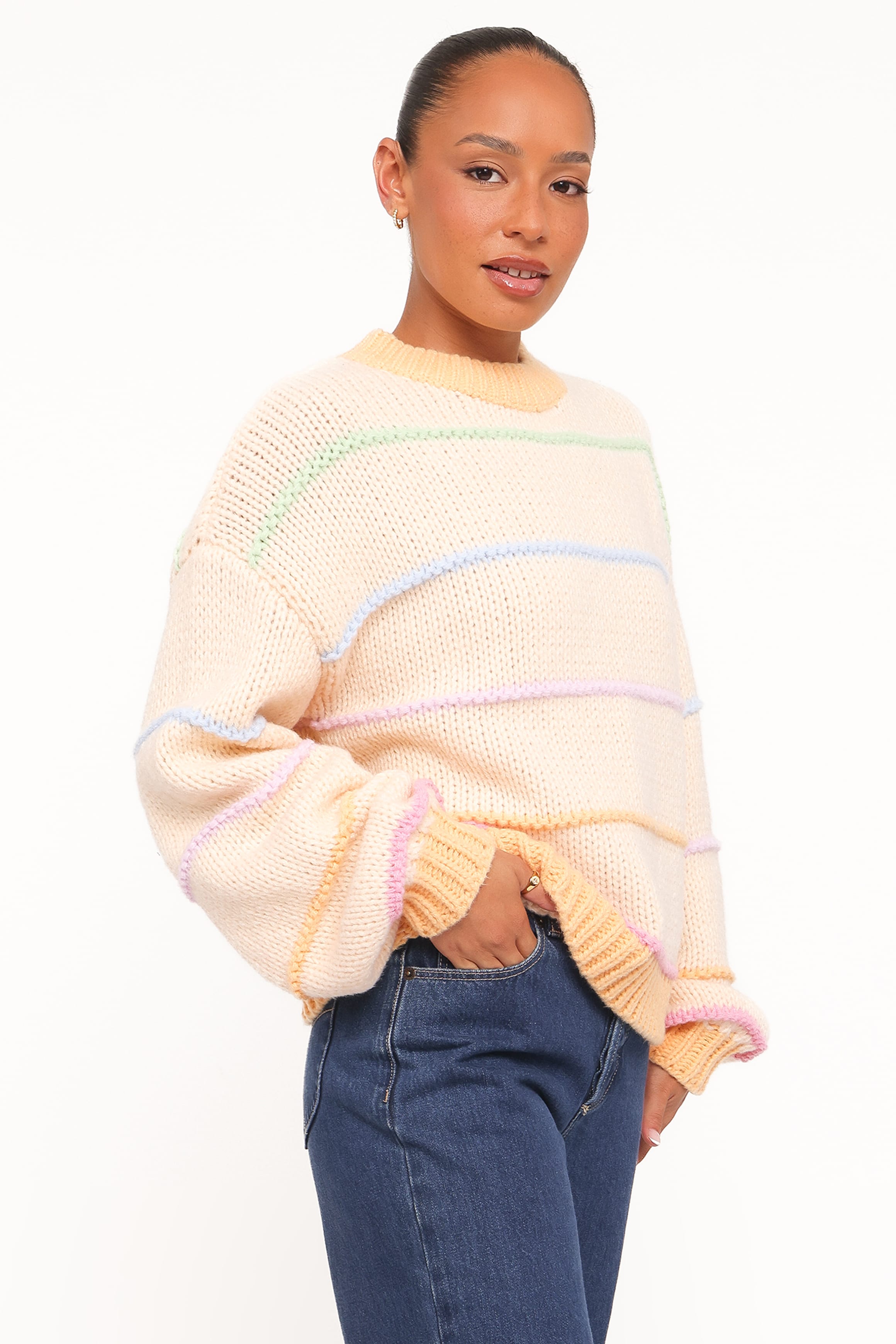 KNITWEAR Hamilton Texture Stripe Sweater - Cream Multi