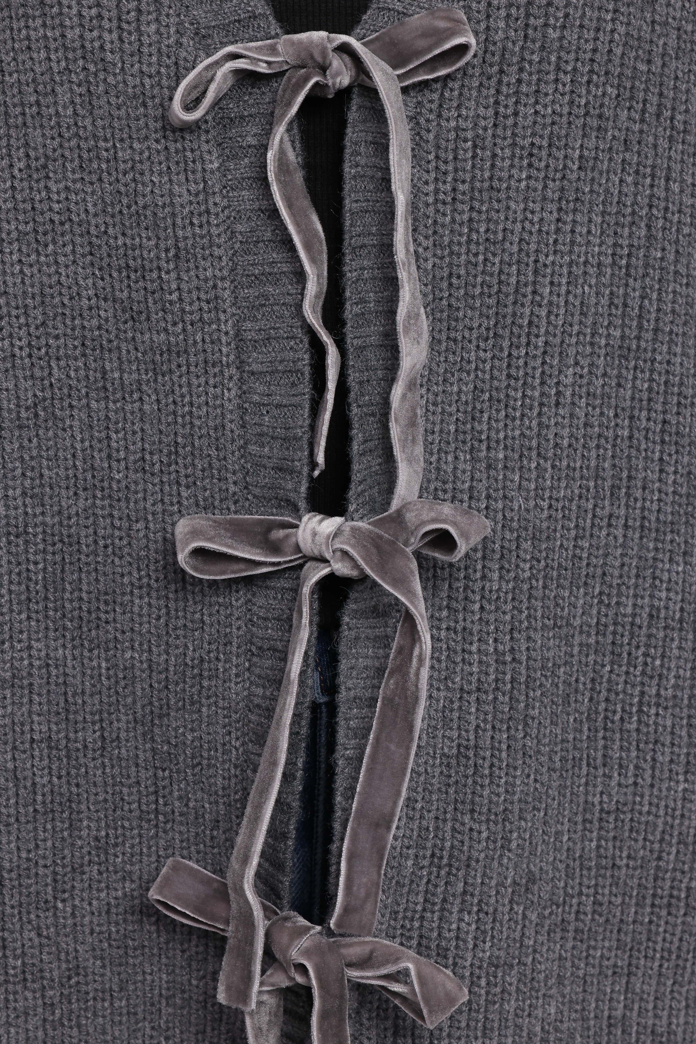 KNITWEAR Hammond Tie Up Cardigan - Grey