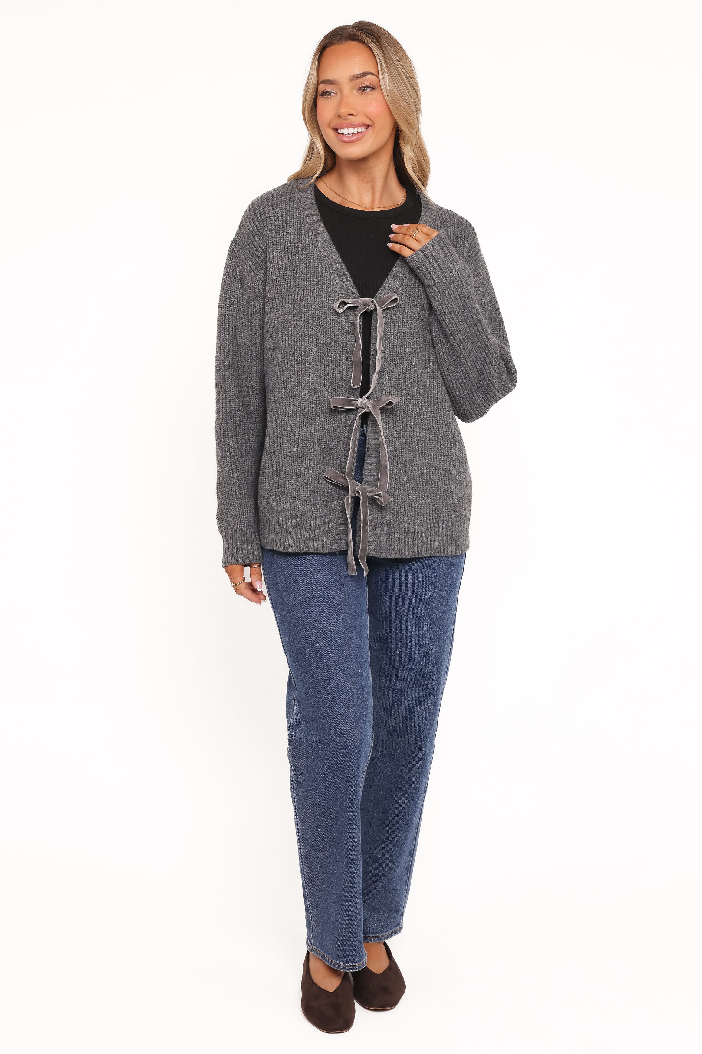 KNITWEAR Hammond Tie Up Cardigan - Grey