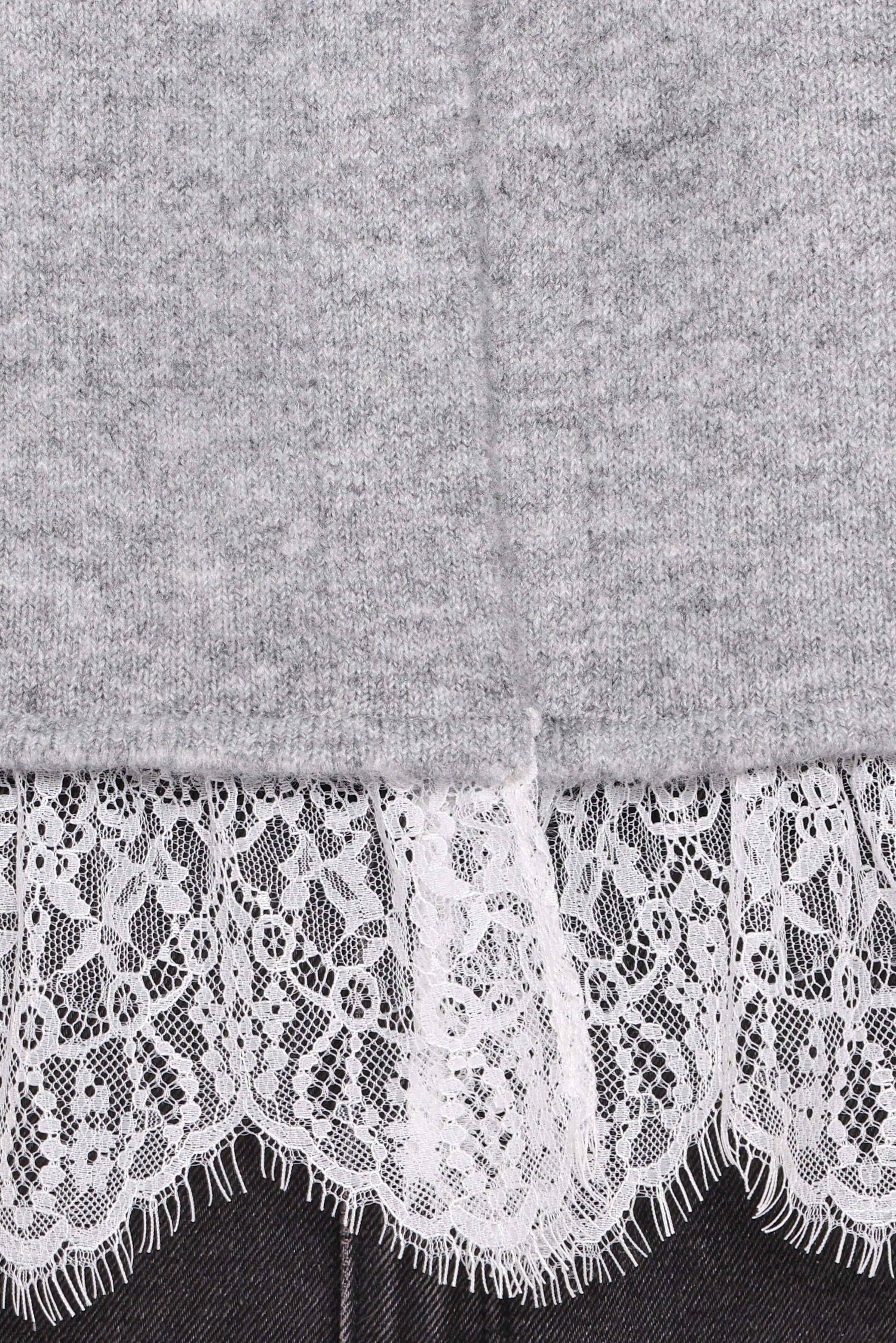 KNITWEAR Helga Lace Trim Cardigan - Grey