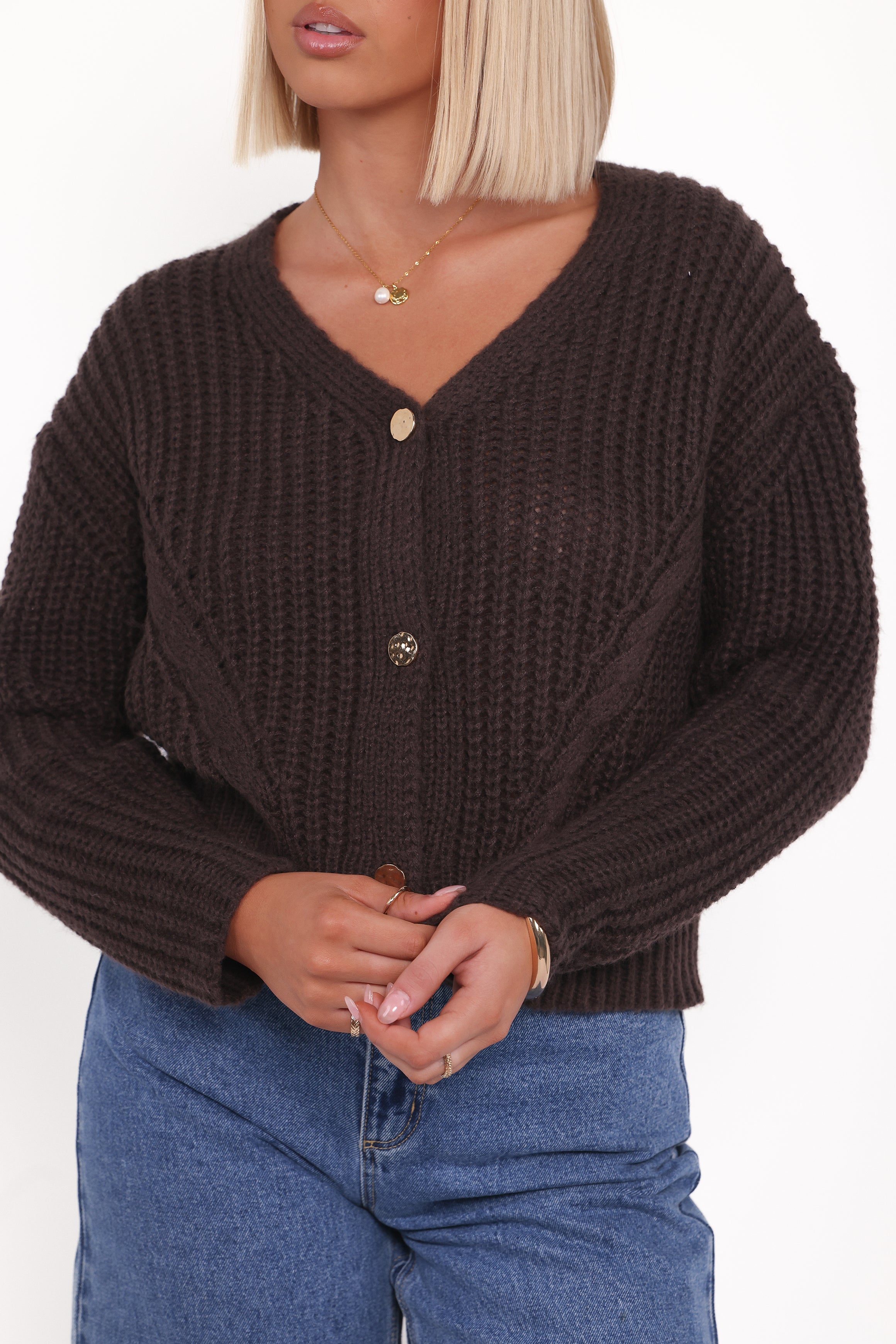 KNITWEAR Henderson Thick Knit Cardigan - Brown