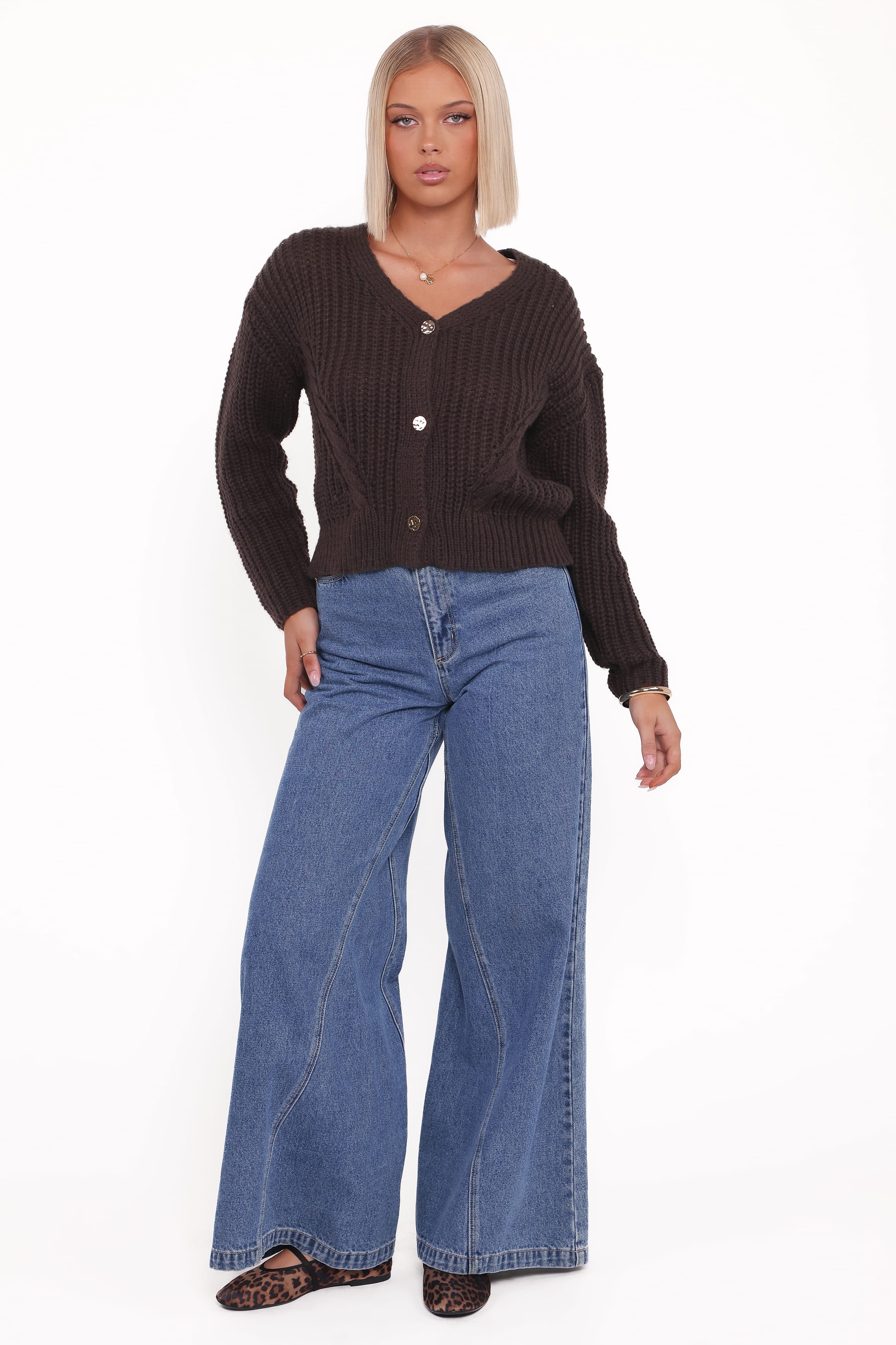 KNITWEAR Henderson Thick Knit Cardigan - Brown