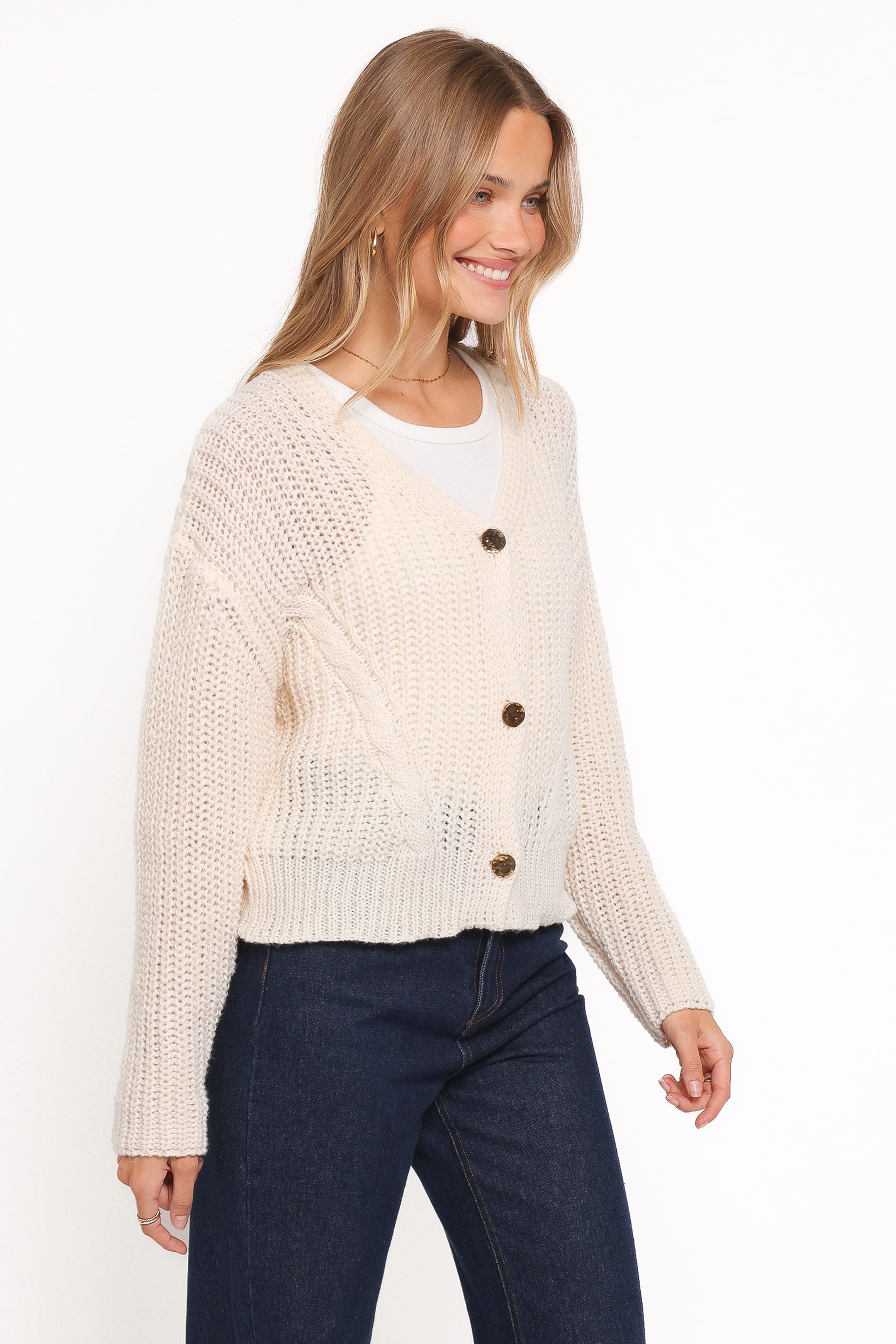 KNITWEAR Henderson Thick Knit Cardigan - Cream