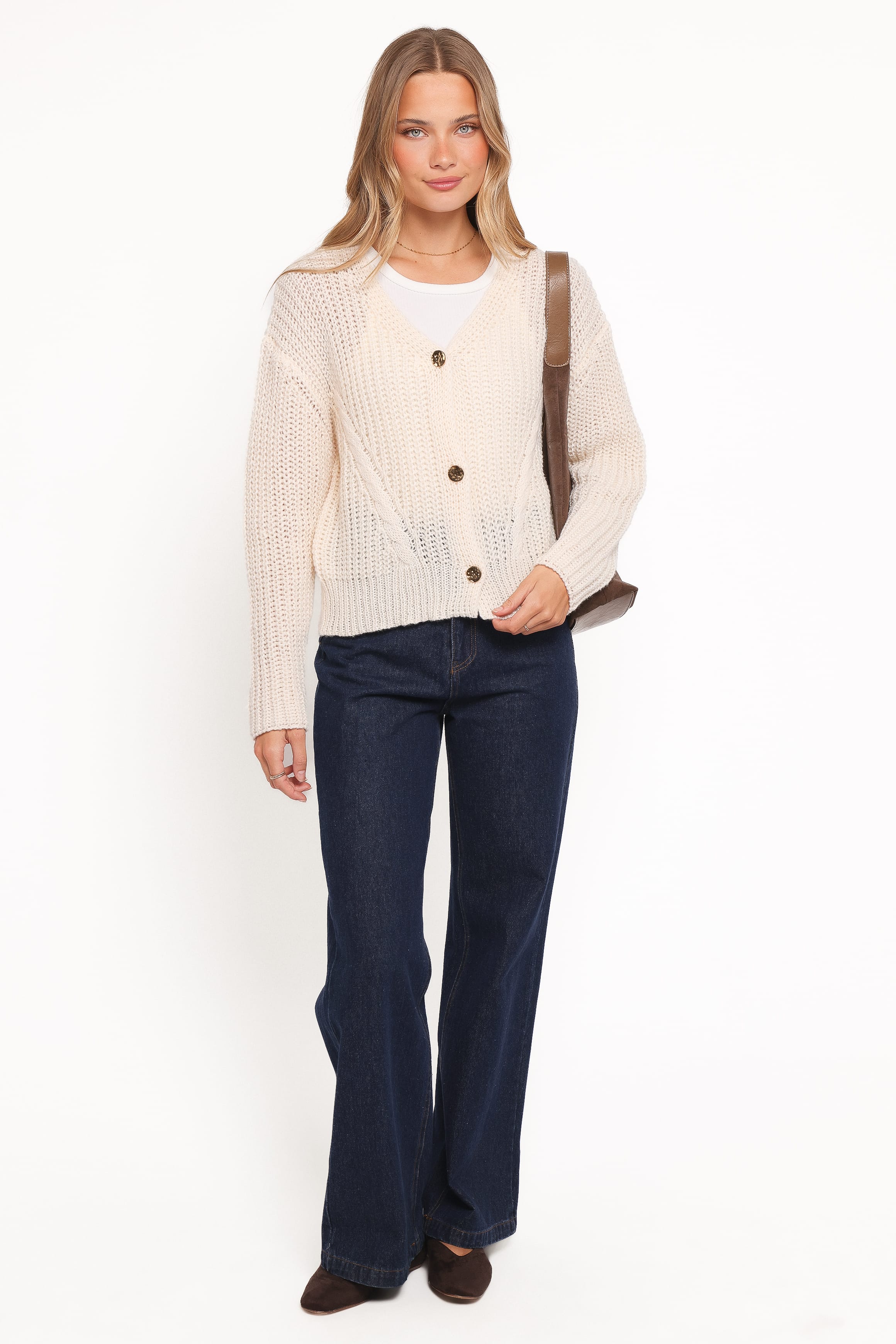 KNITWEAR Henderson Thick Knit Cardigan - Cream