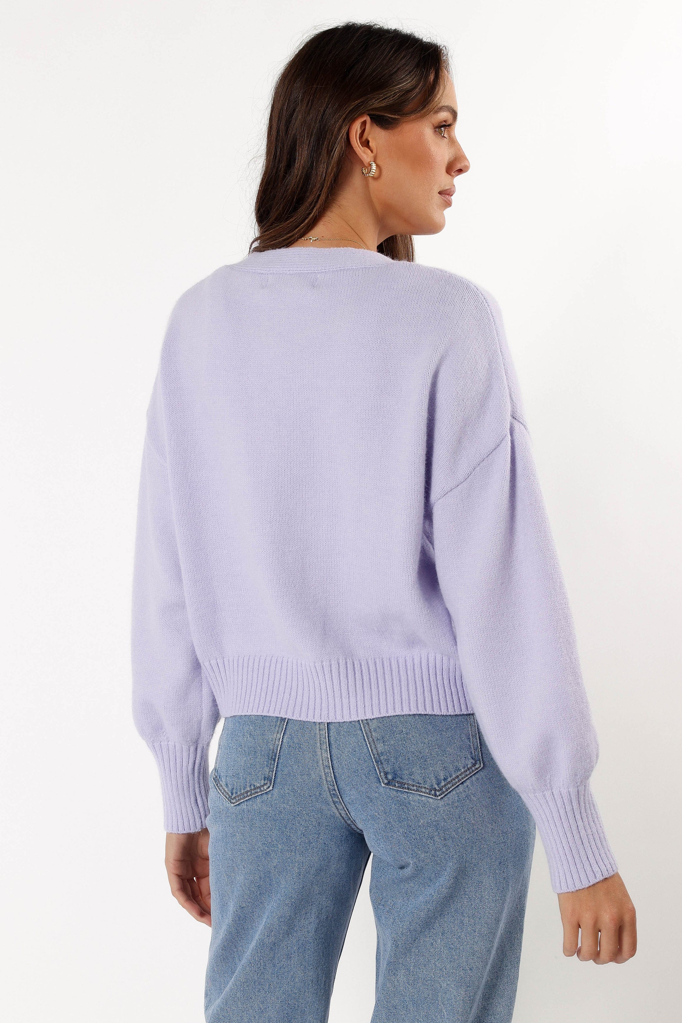 KNITWEAR Isabel Button Front Cardigan - Lilac