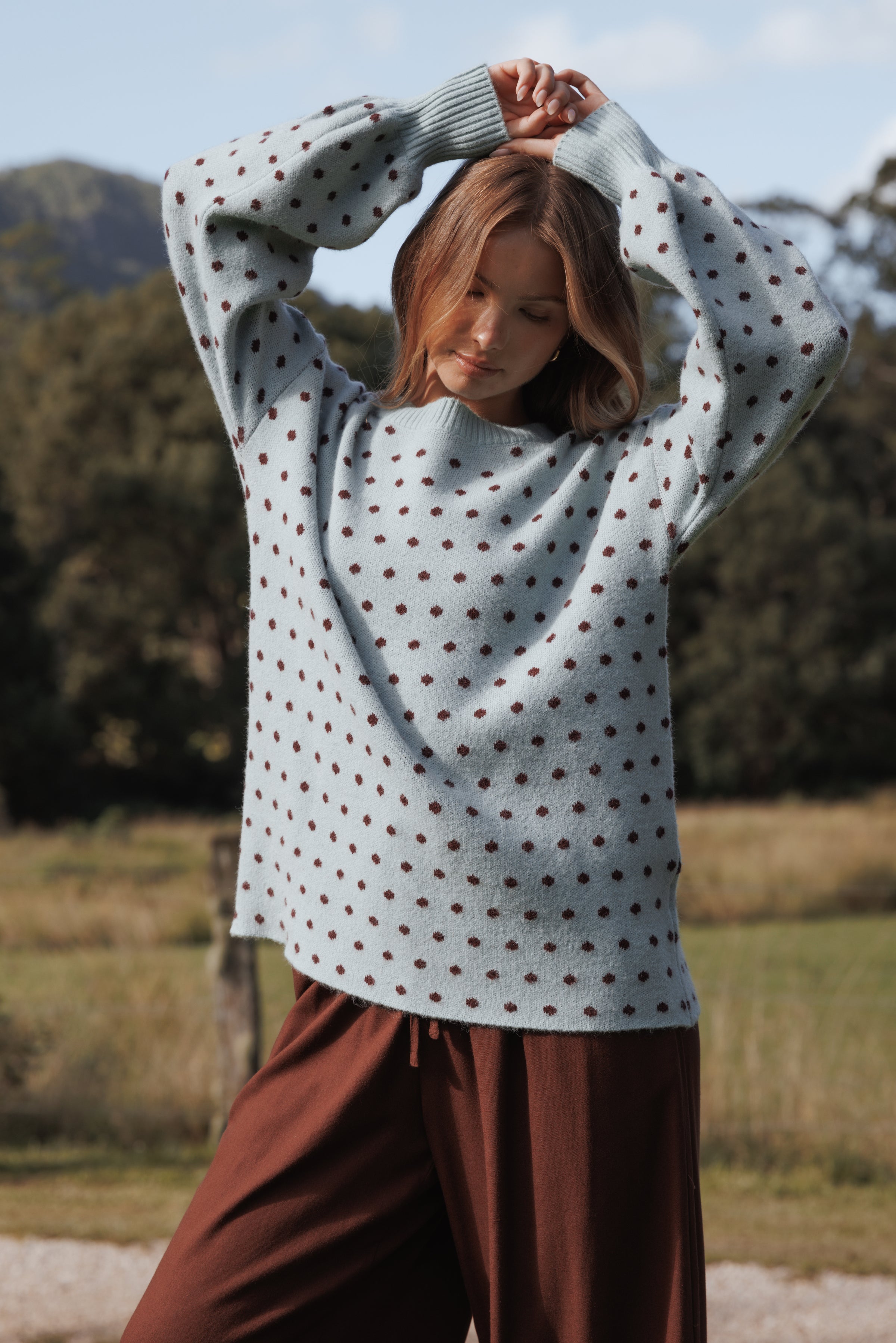 KNITWEAR Jax Knit Sweater - Blue Polka Dot