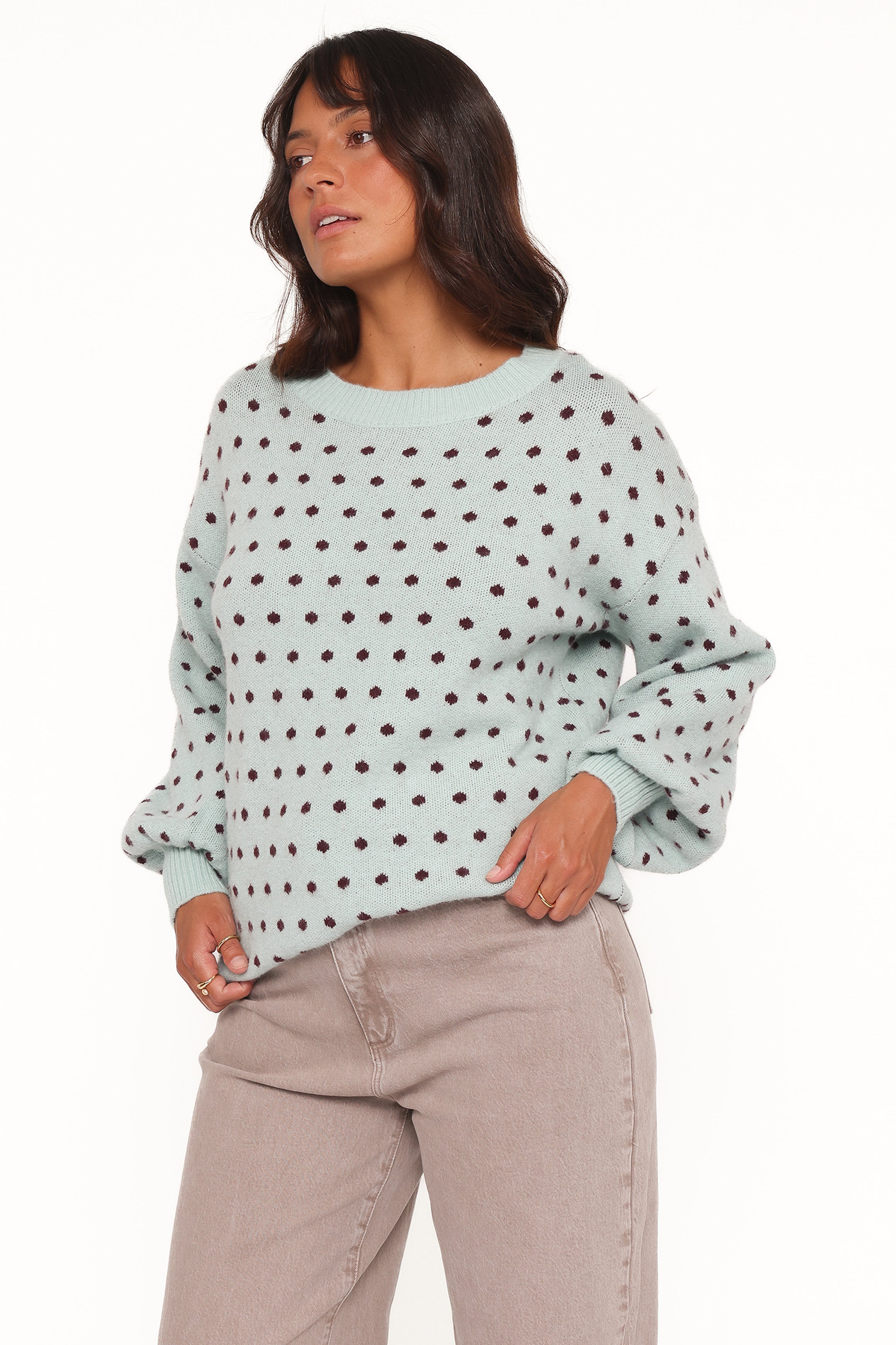 KNITWEAR Jax Knit Sweater - Blue Polka Dot