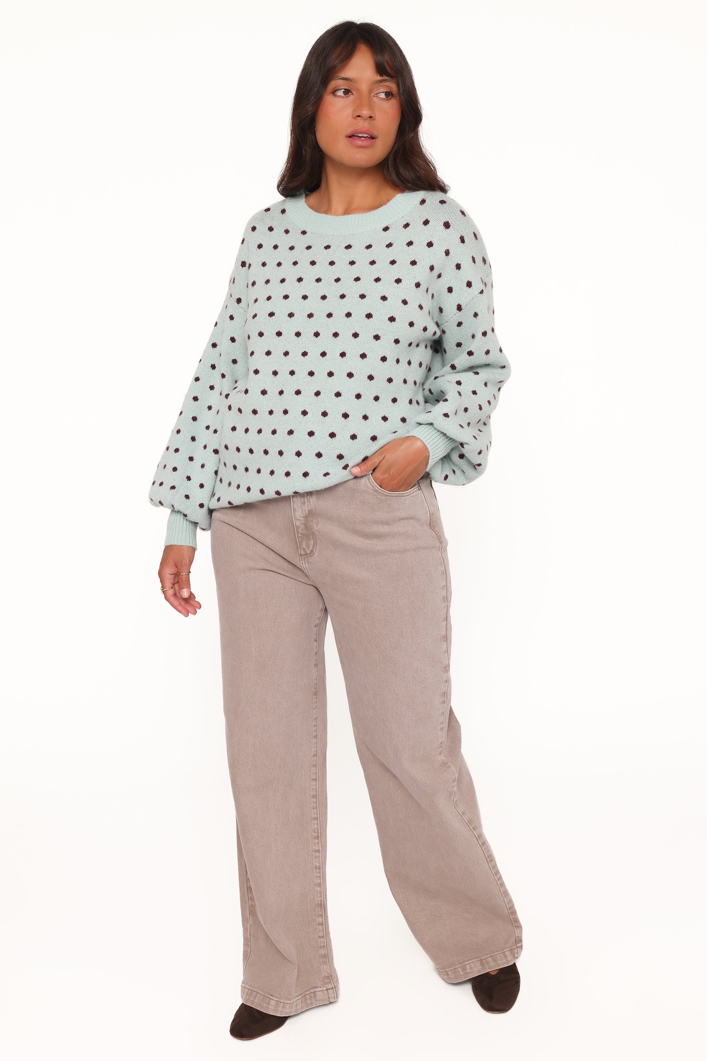 KNITWEAR Jax Knit Sweater - Blue Polka Dot