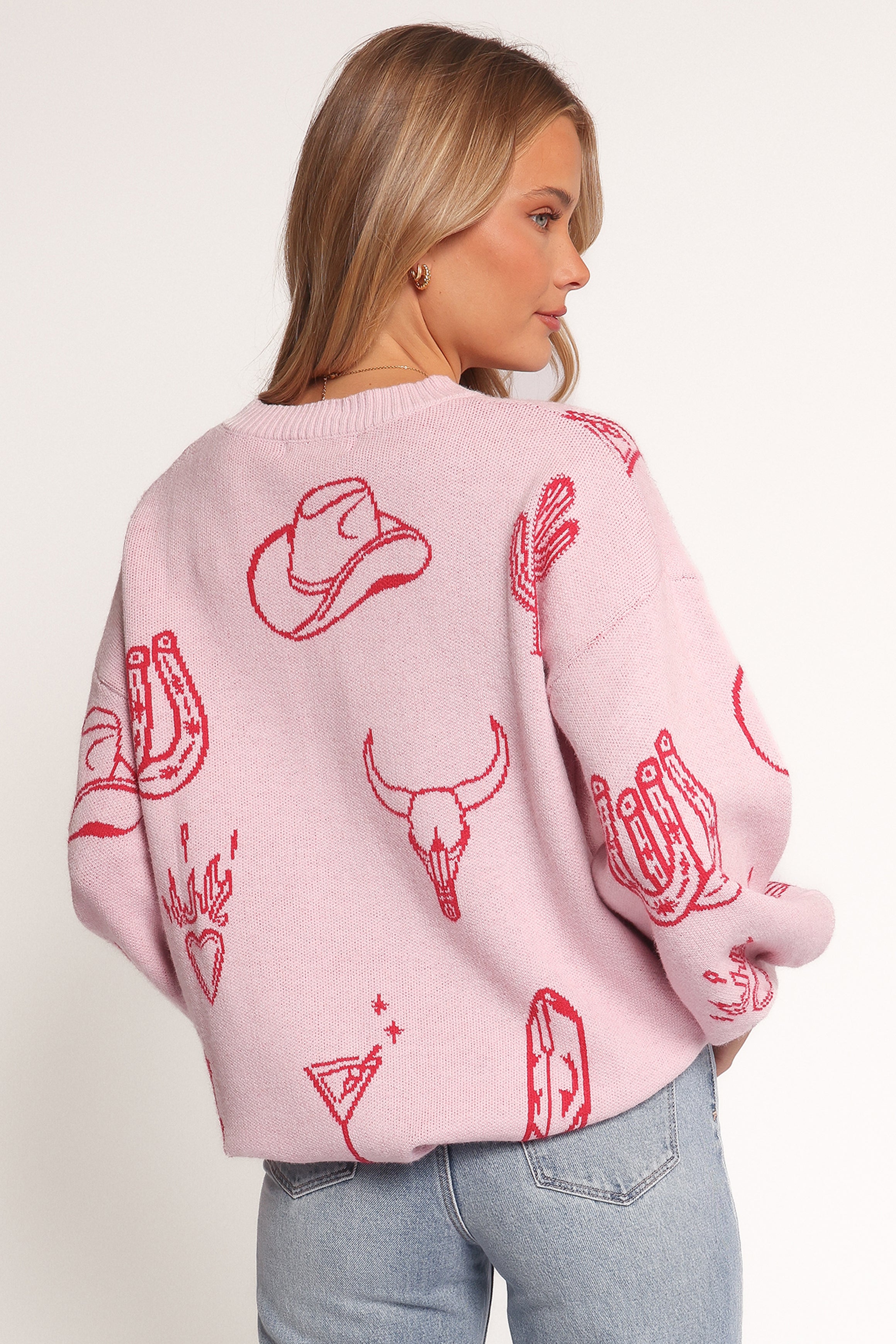 KNITWEAR Jax Western Knit Sweater - Pink
