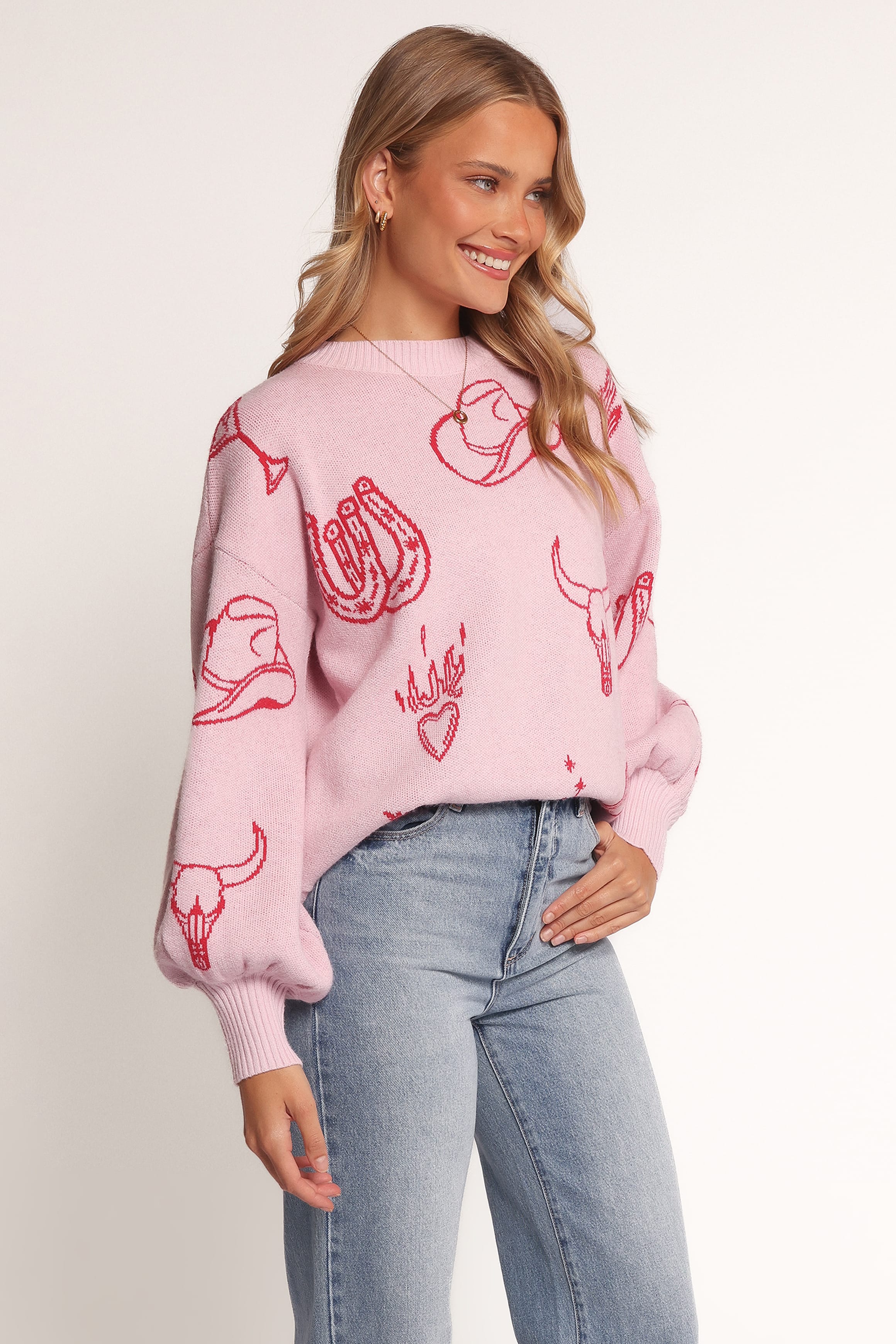 KNITWEAR Jax Western Knit Sweater - Pink