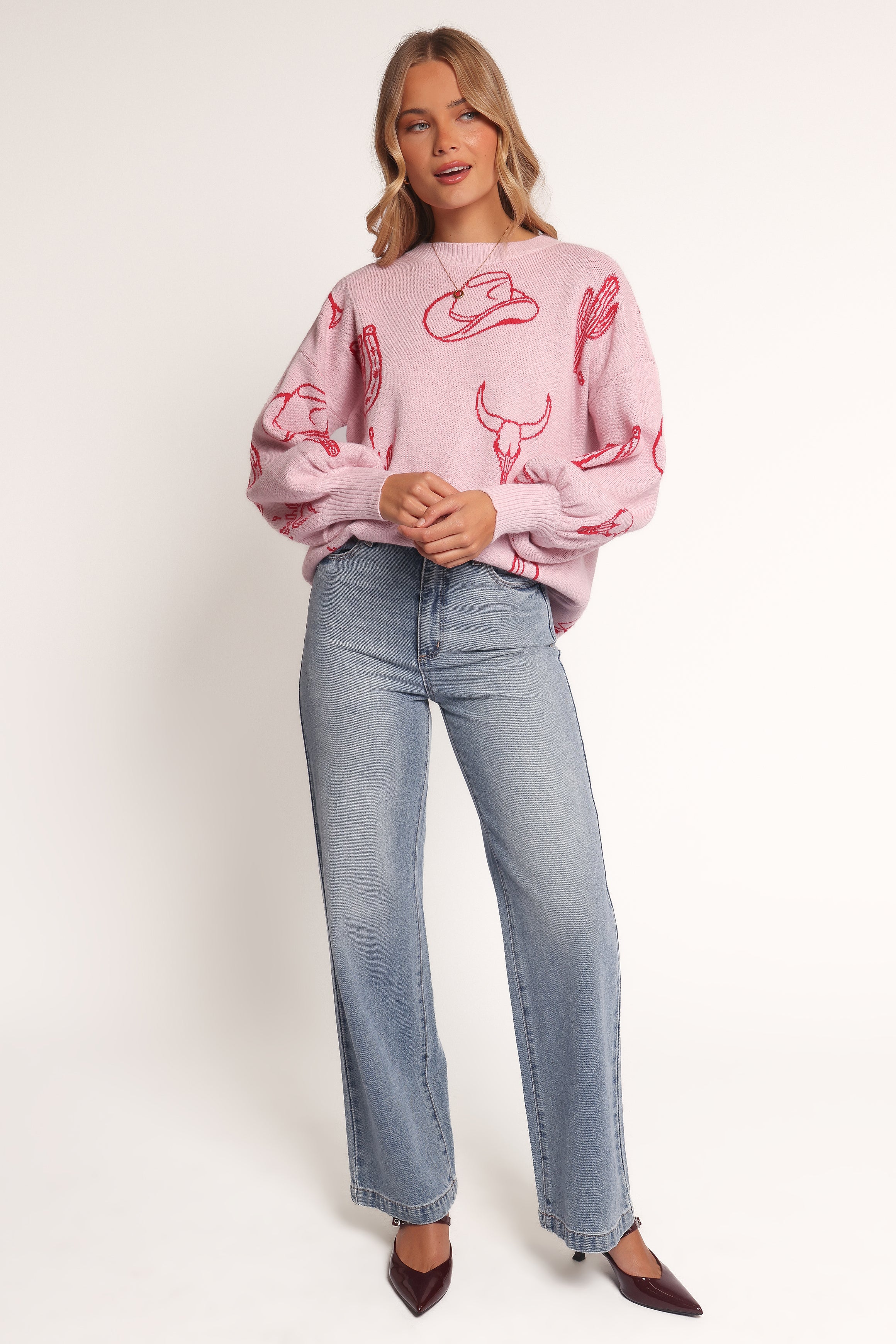 KNITWEAR Jax Western Knit Sweater - Pink