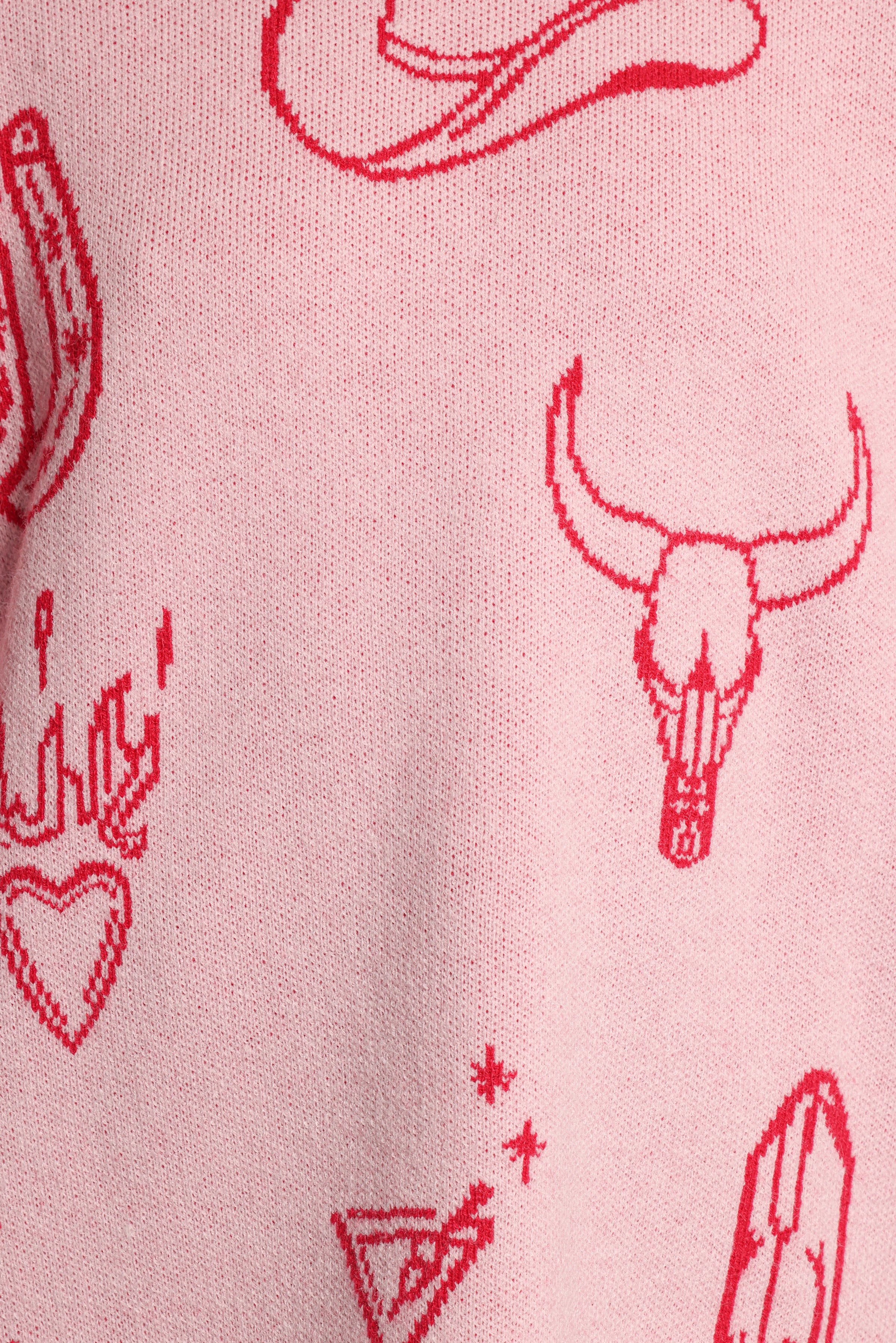 KNITWEAR Jax Western Knit Sweater - Pink