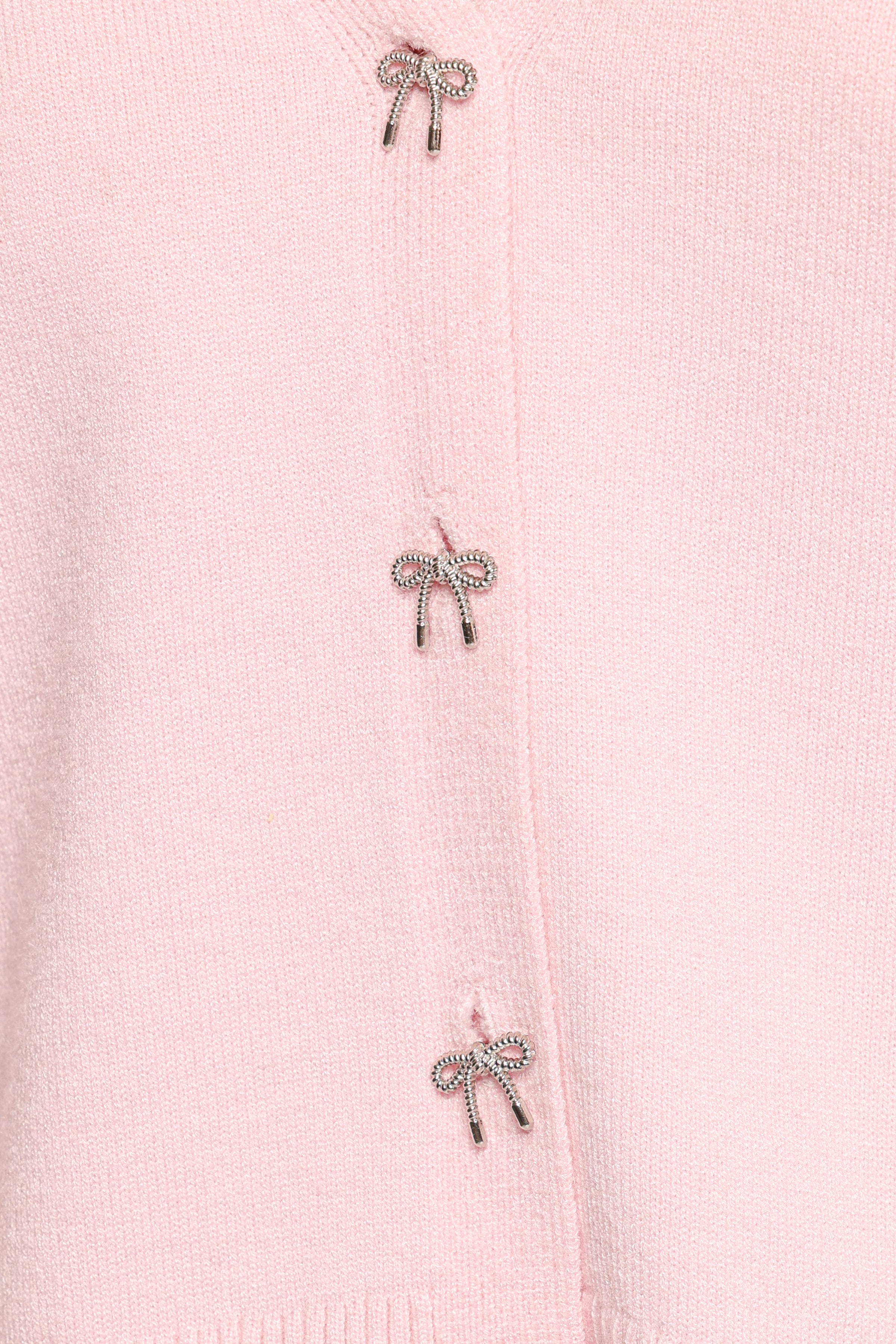 KNITWEAR Josey Bow Button Cardigan - Light Pink