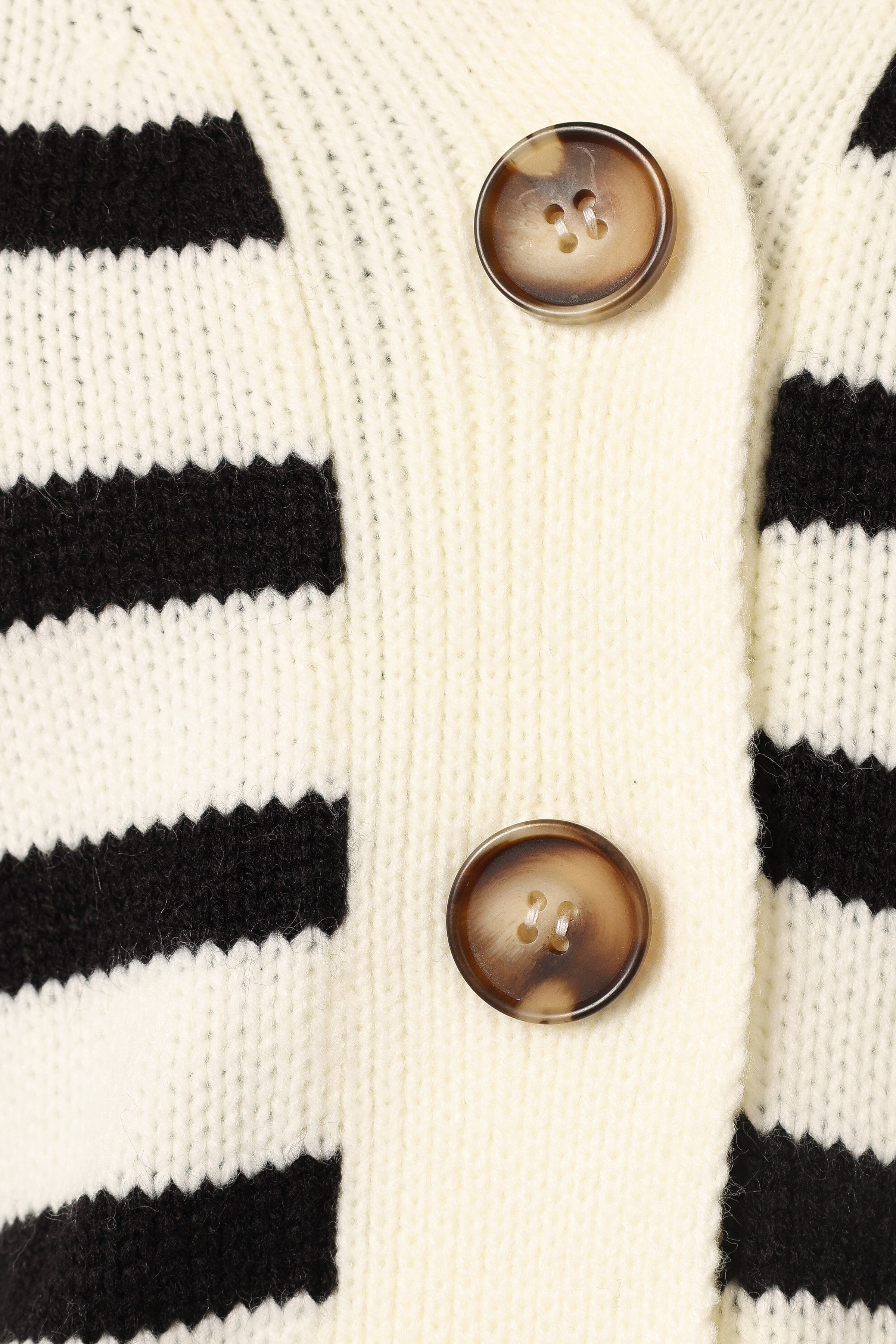 KNITWEAR Kallen Button Front Striped Cardigan - Cream/Black