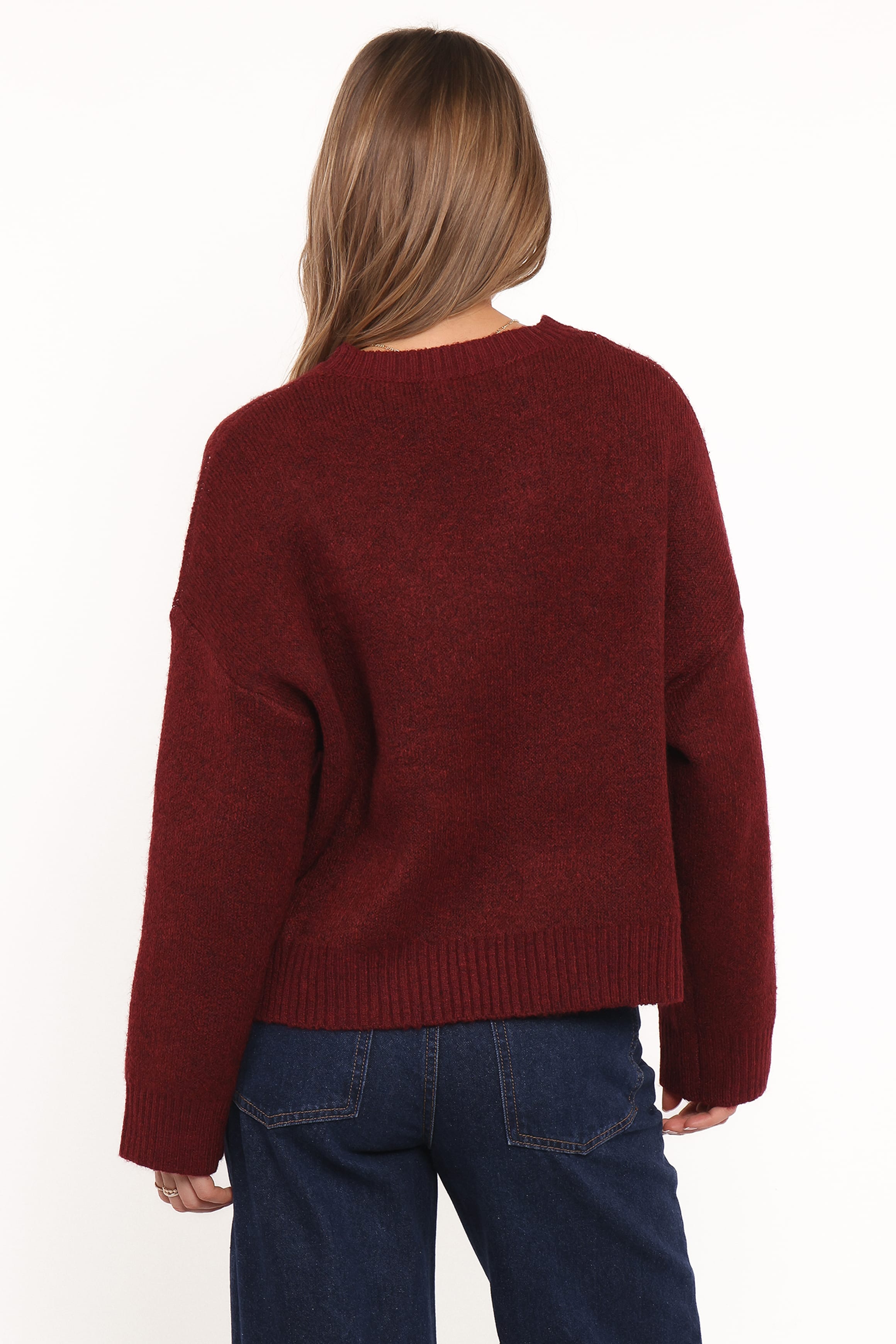 KNITWEAR Kaori Bow Sweater - Burgundy